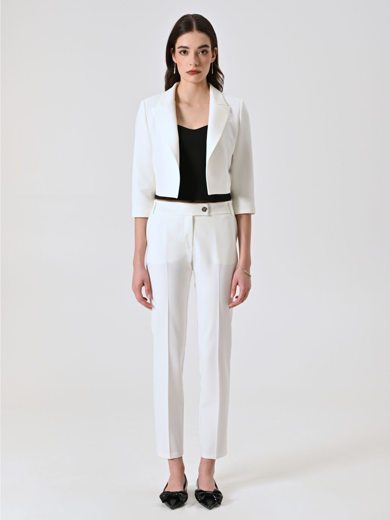 Chaqueta corta de tejido técnico blanco det_1
