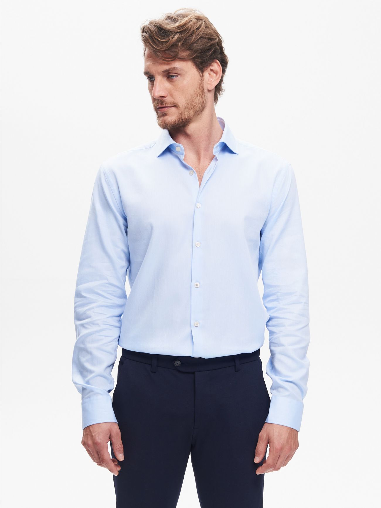 Light Blue Men's Classic Shirt with a French CollarQB24 det_3