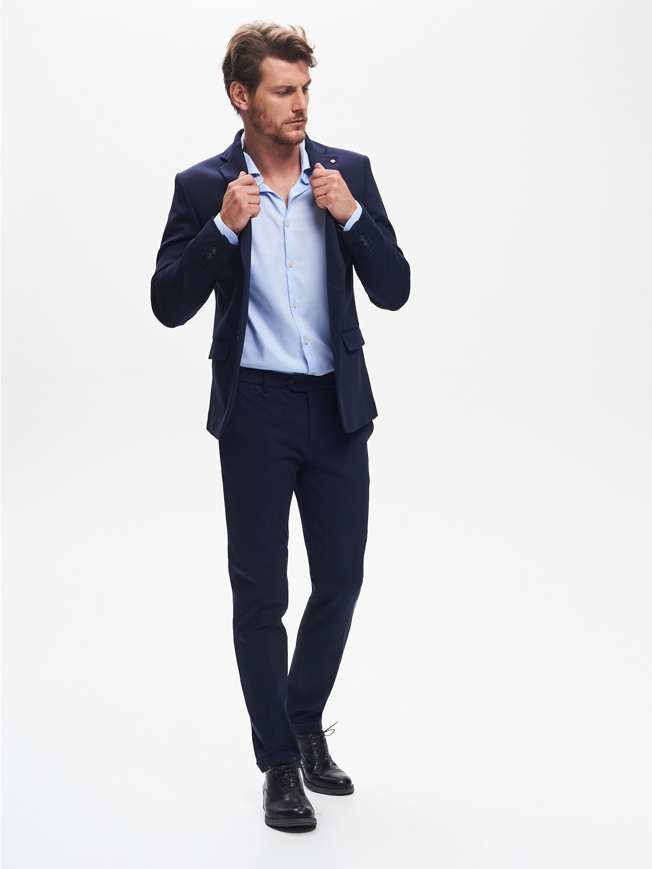Light Blue Men's Classic Shirt with a French CollarQB24 in_i7