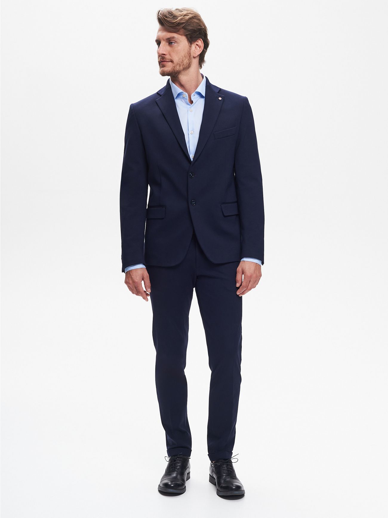 Giacca Due Bottoni Uomo Punto Milano Blu QB24 det_1