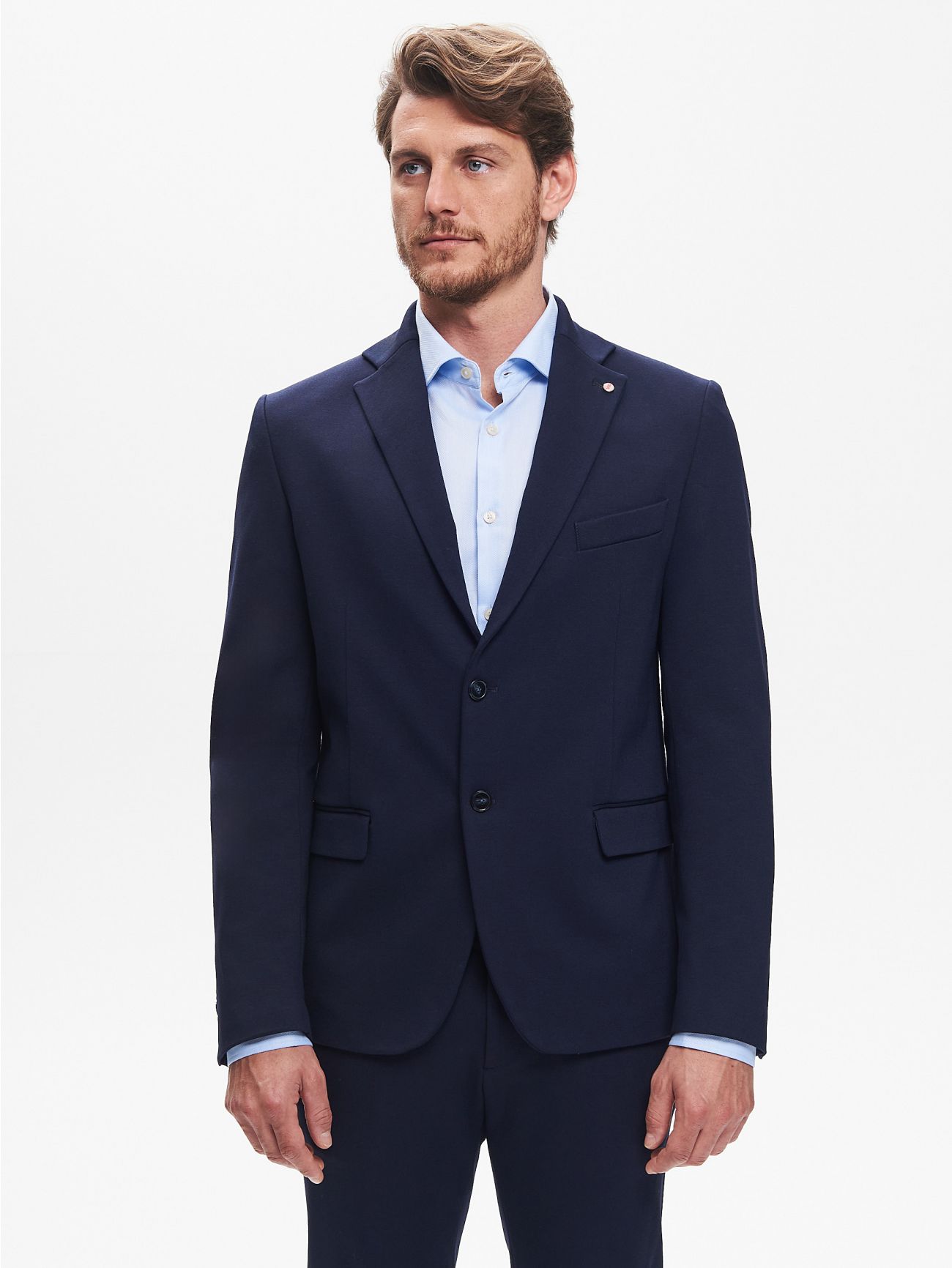 Giacca Due Bottoni Uomo Punto Milano Blu QB24 det_3