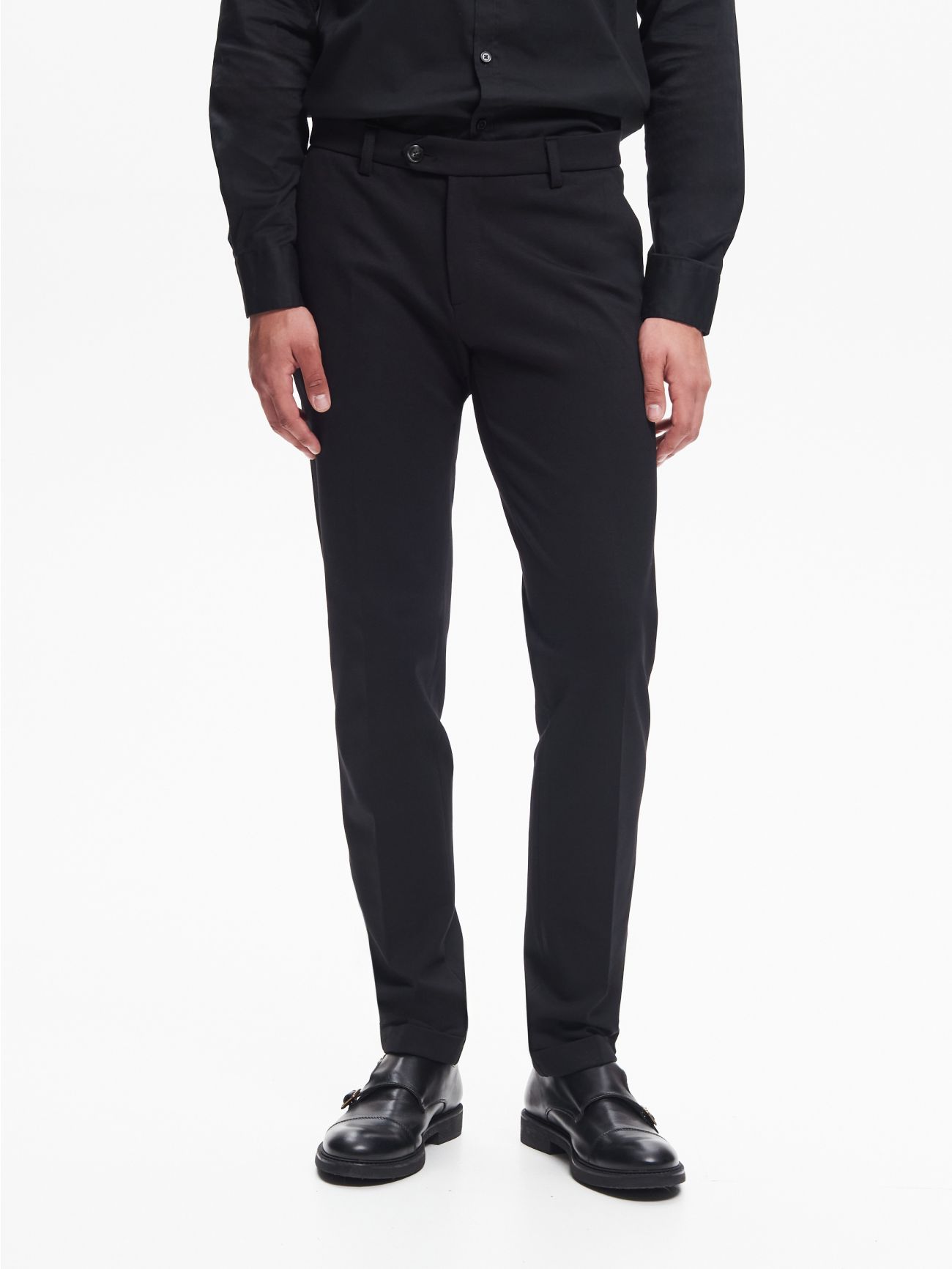 Pantalón de traje de punto Milano en azul oscuro para hombre; QB24 det_3