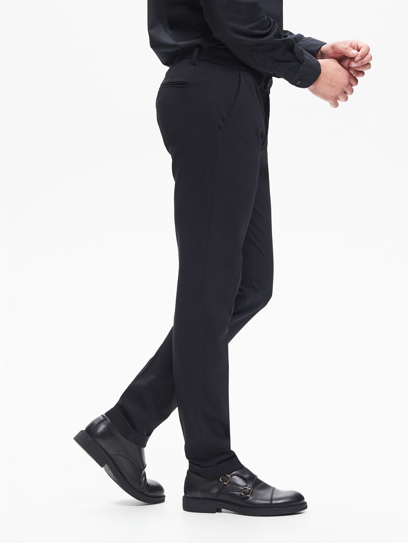 Pantalón de traje de punto Milano en azul oscuro para hombre; QB24 in_i7