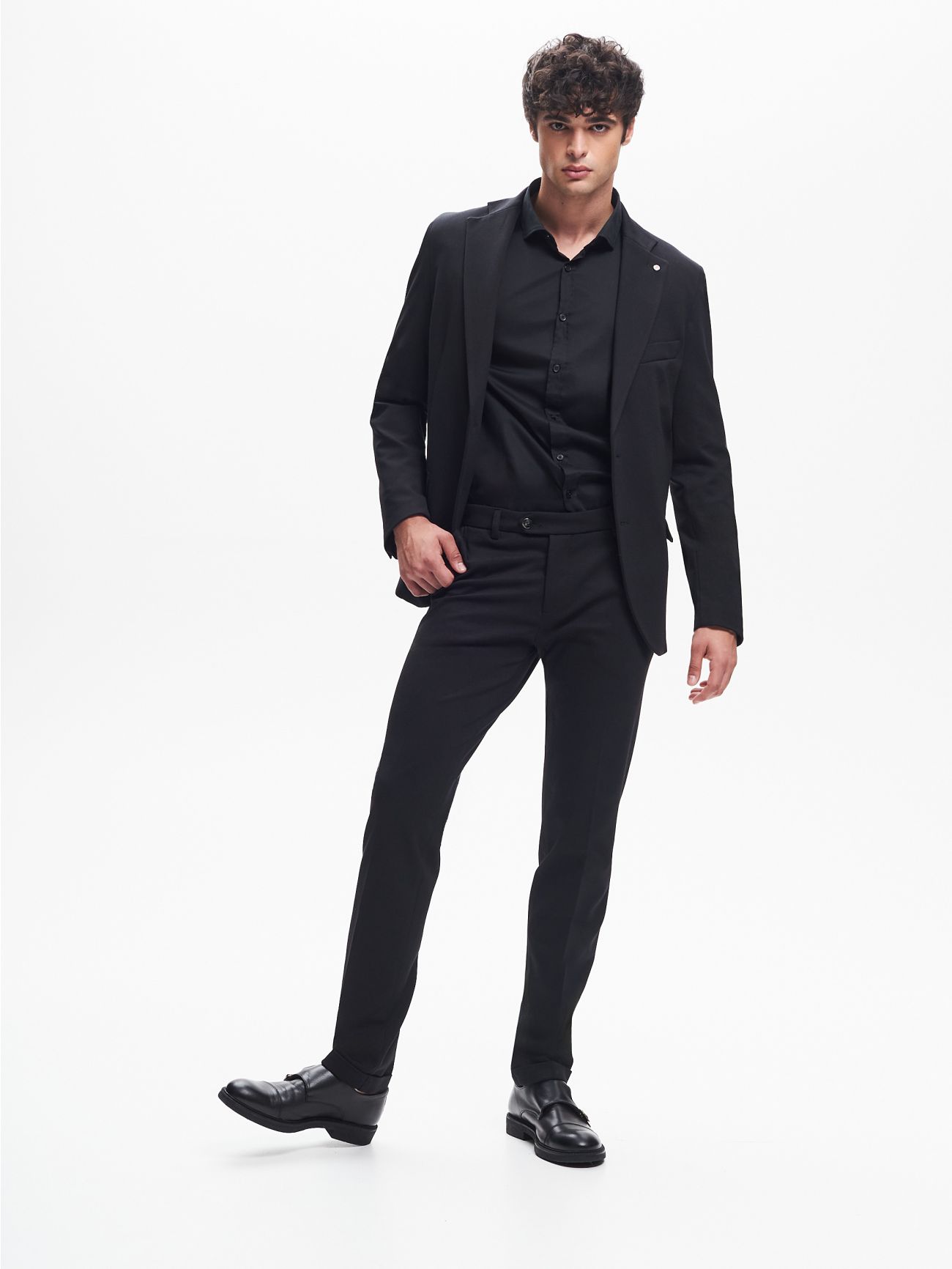 Pantalón de traje de punto Milano en azul oscuro para hombre; QB24  Rinascimento