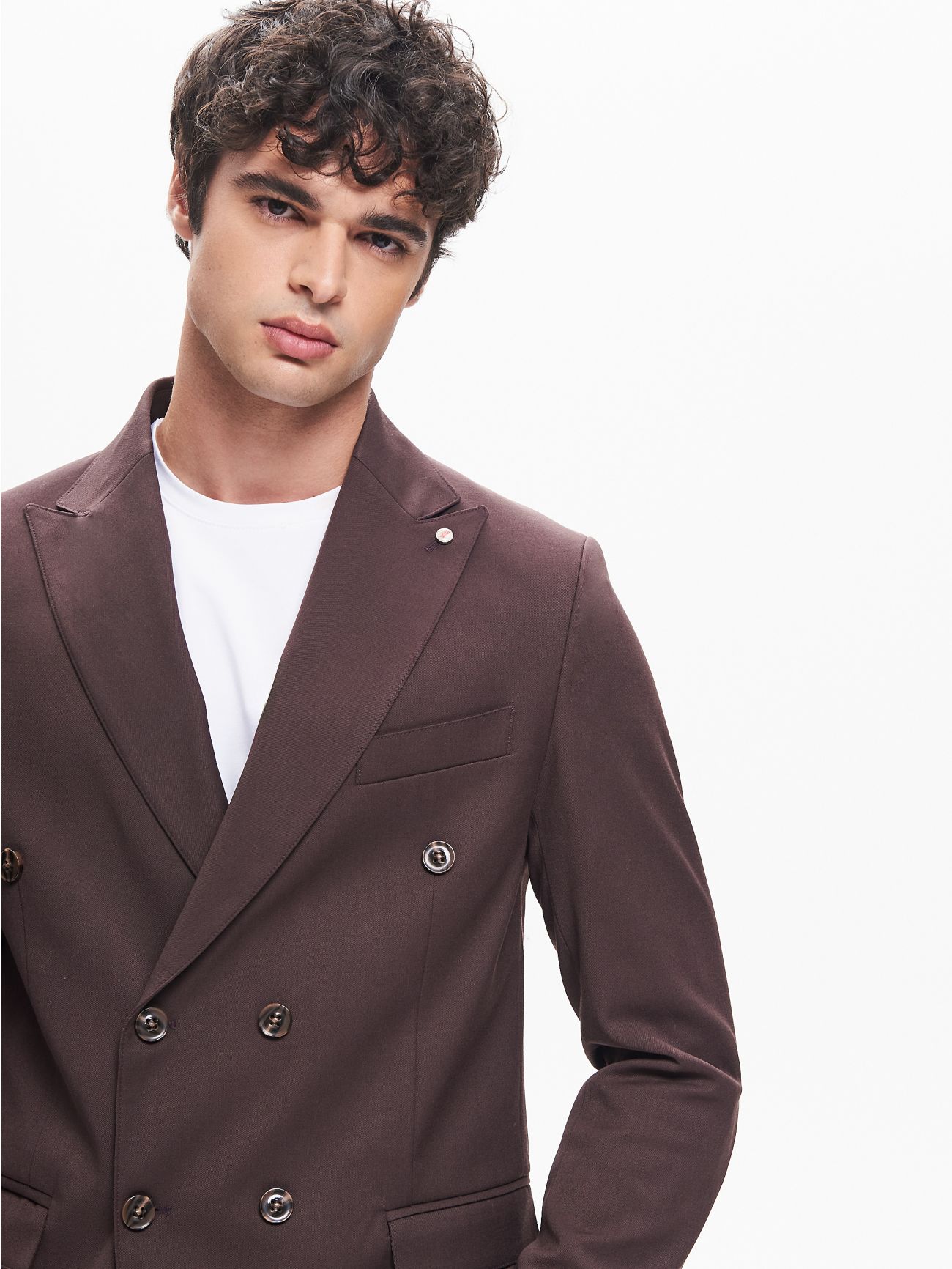 Men’s Dark-Brown Double-Breasted Polyviscose Jacket QB24 in_i5
