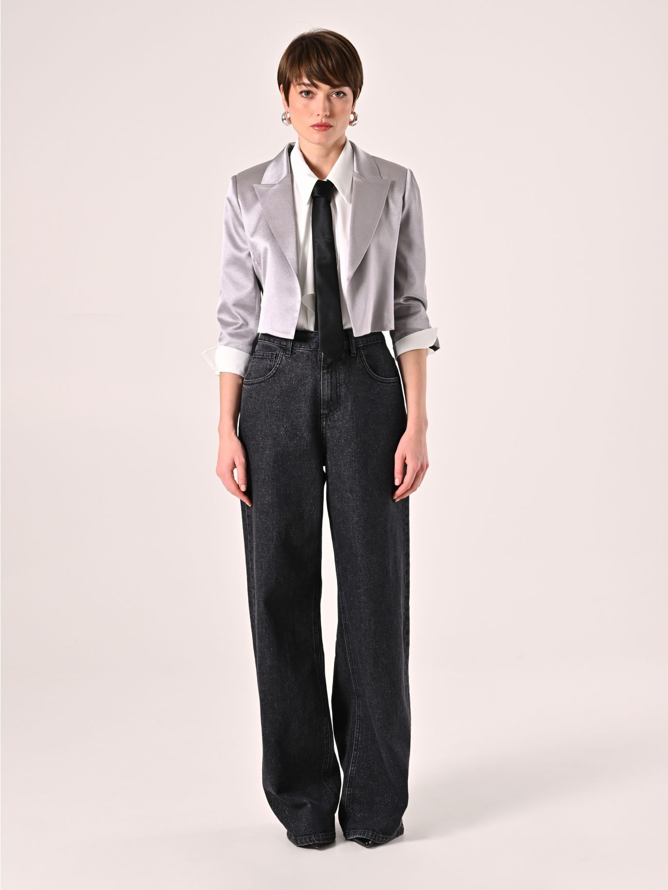 Giacca corta in Envers Satin det_1