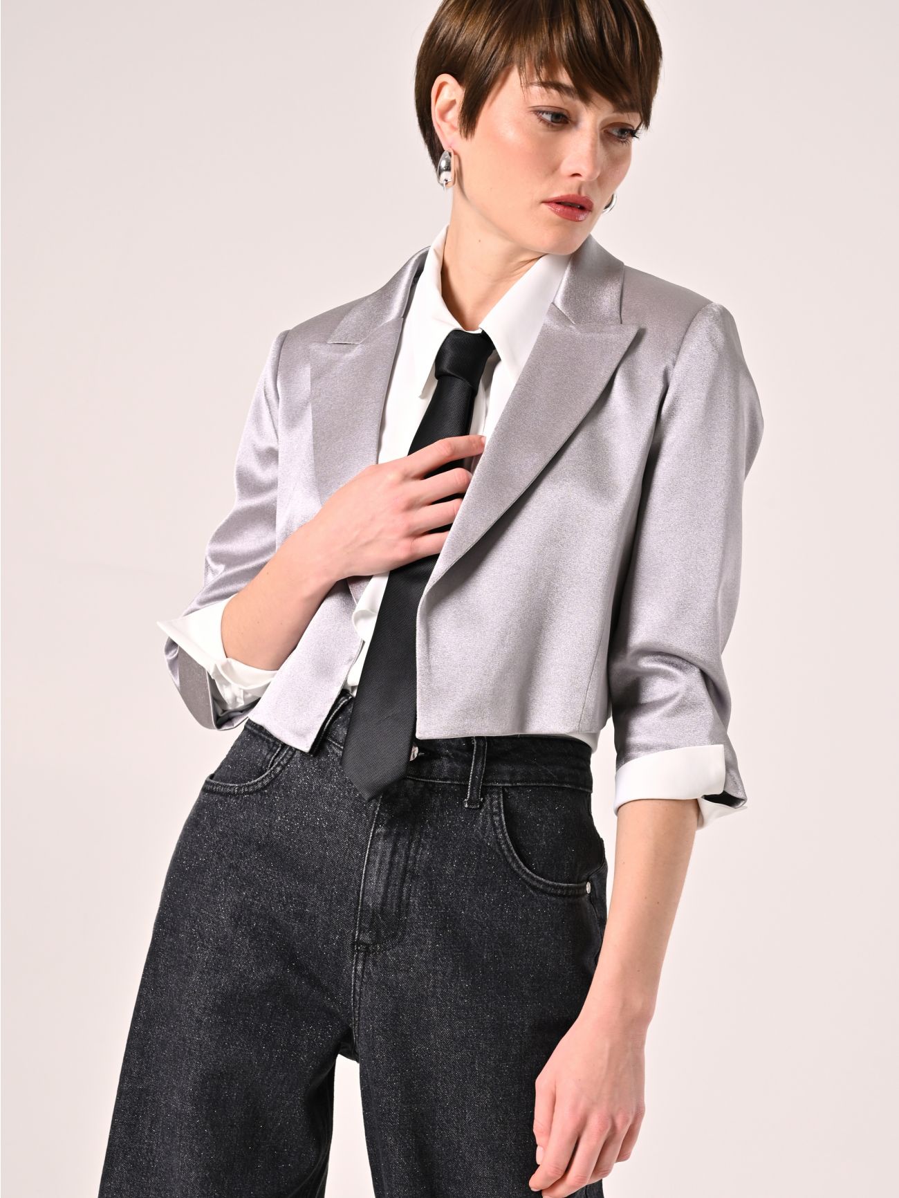 Giacca corta in Envers Satin in_i7