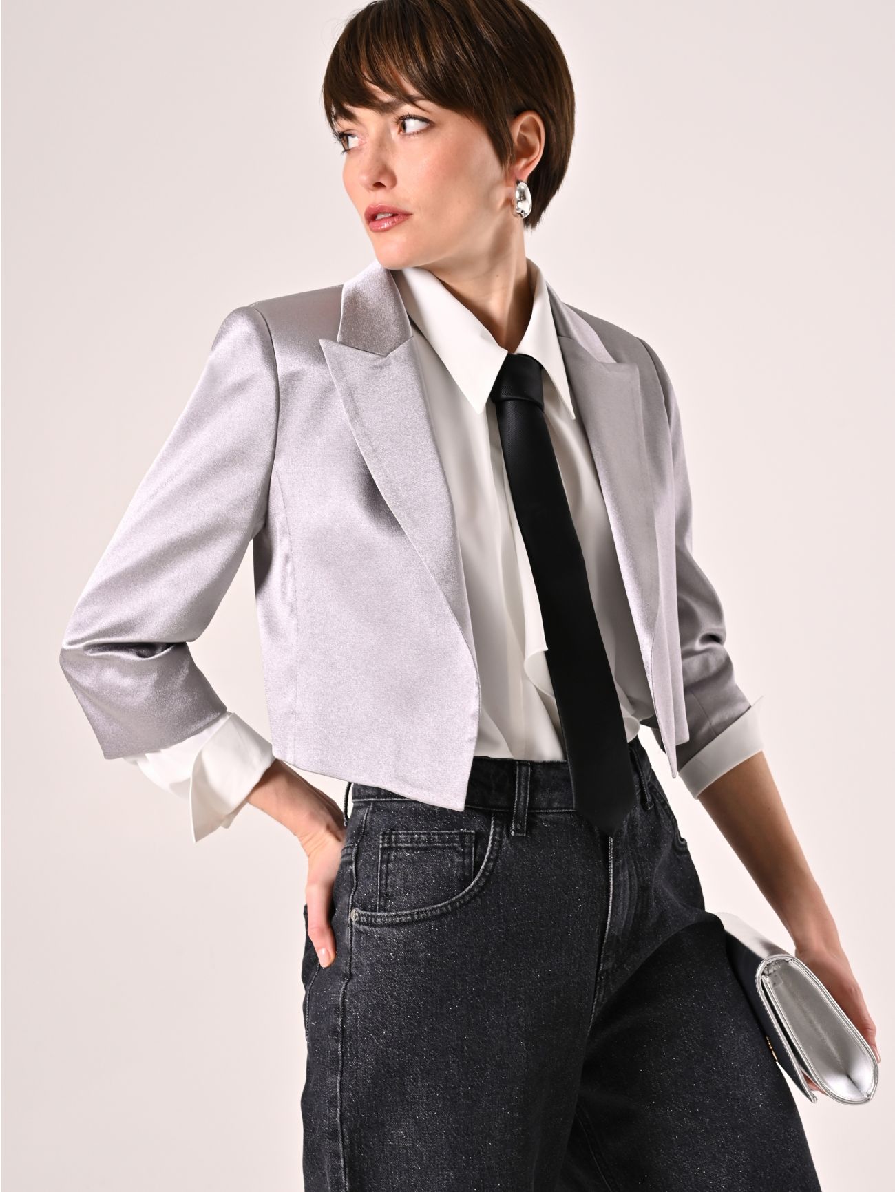 Giacca corta in Envers Satin sp_e1