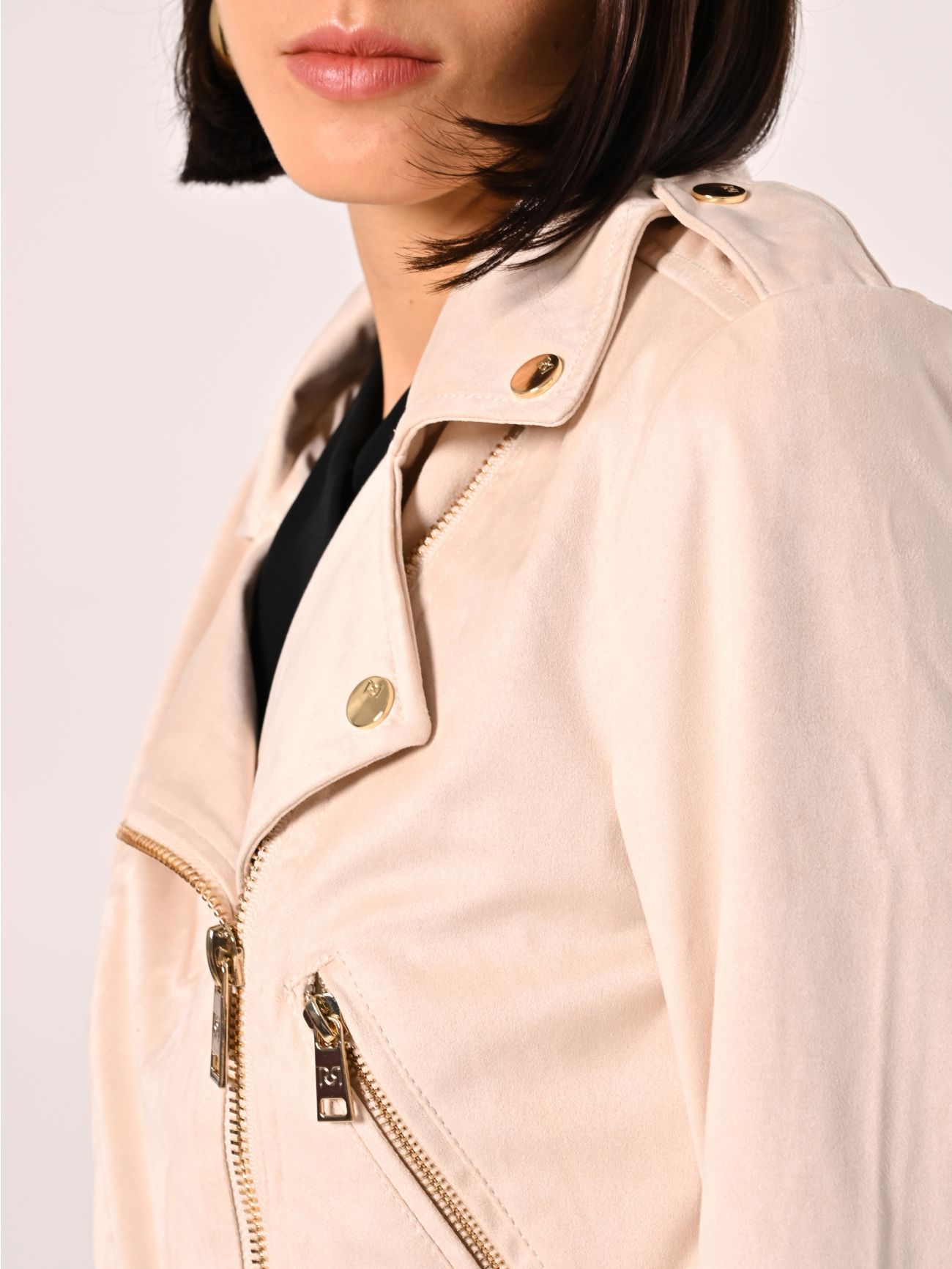 Faux Suede Biker Jacket in_i5