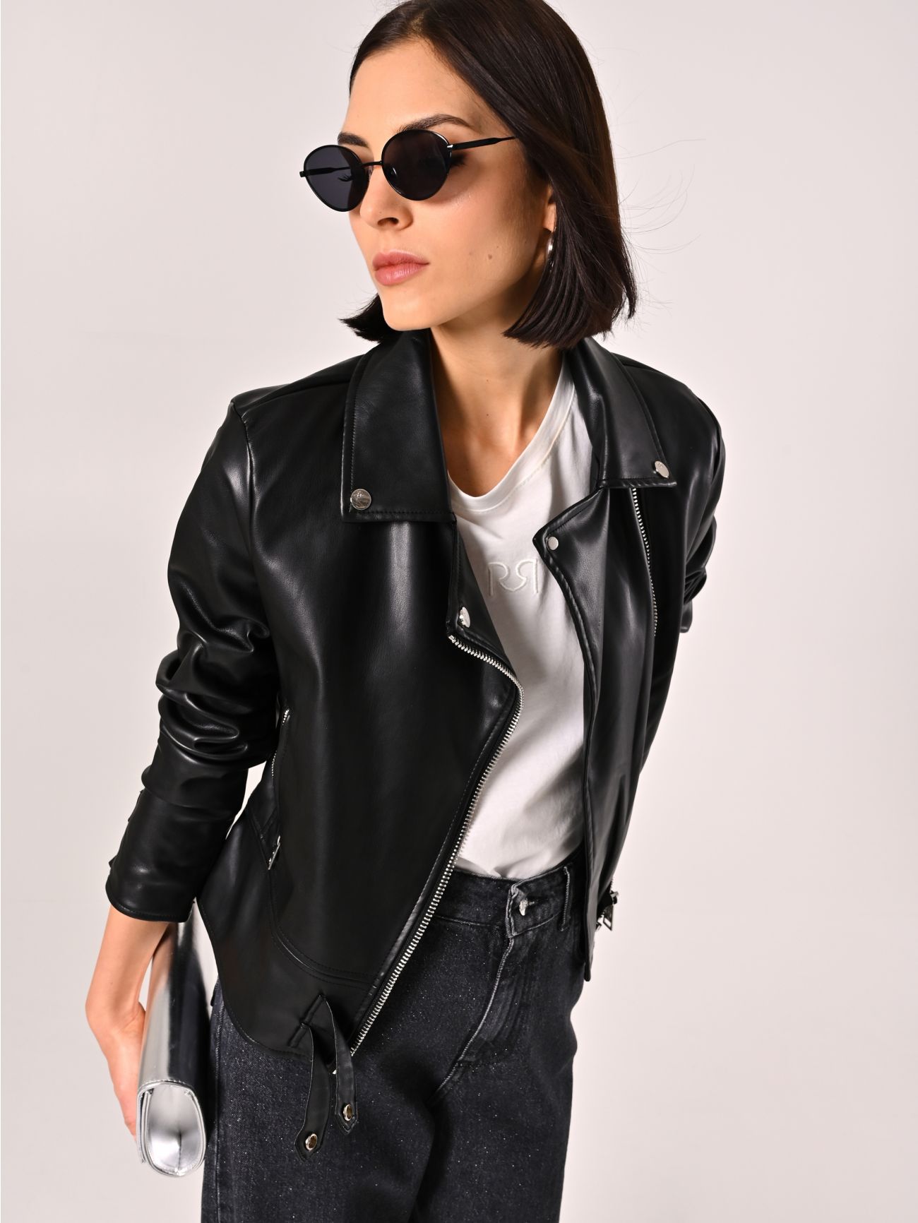 Blouson simili cuir noir  Rinascimento
