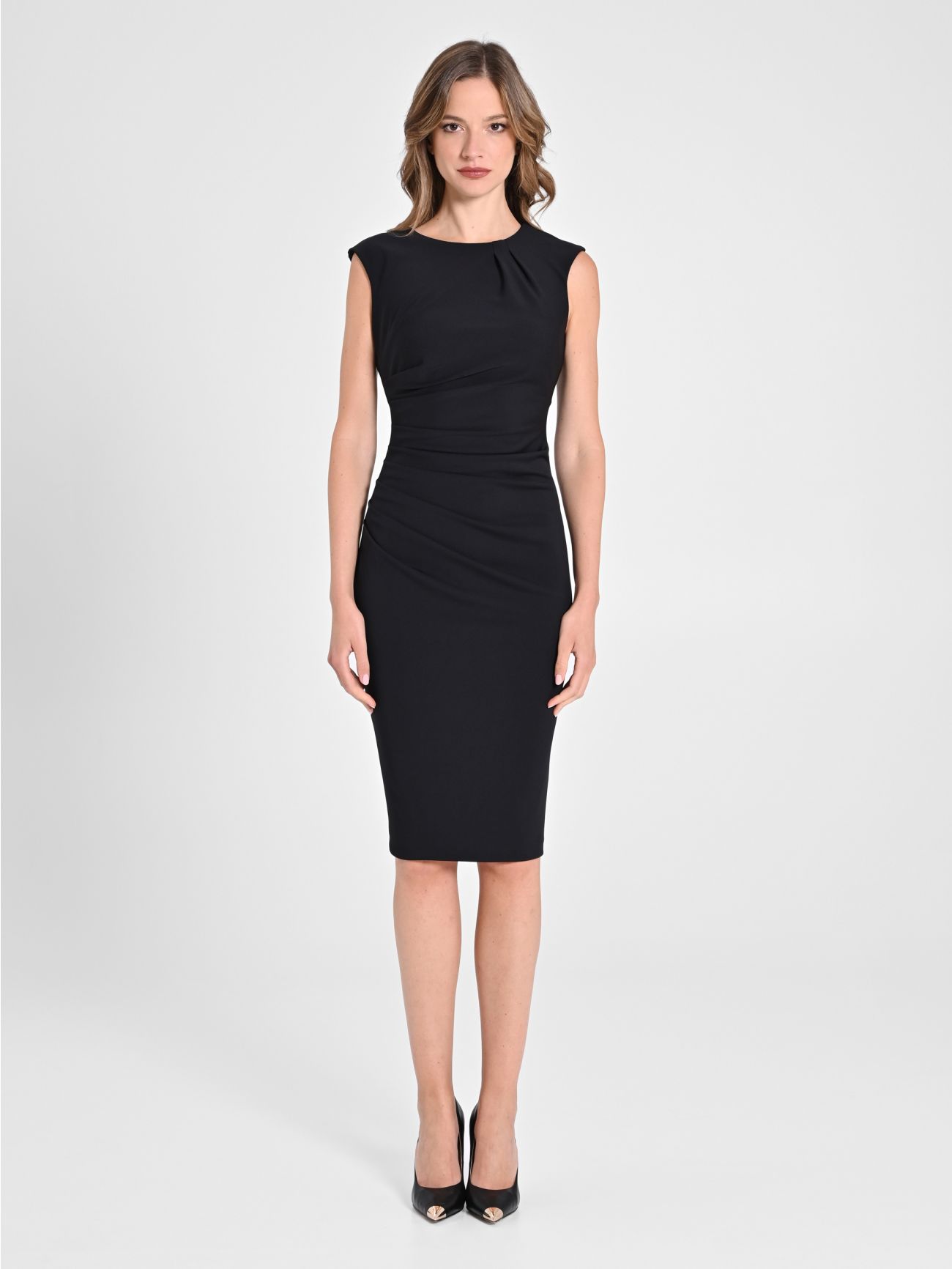 Black Draped Sheath Dress det_1