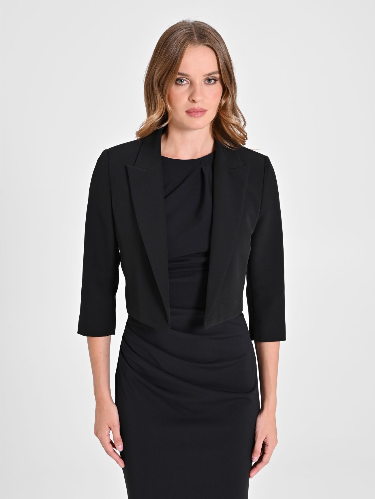 Black Draped Sheath Dress det_2