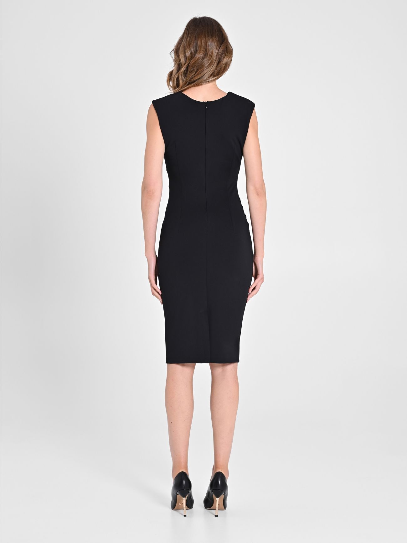 Black Draped Sheath Dress det_3