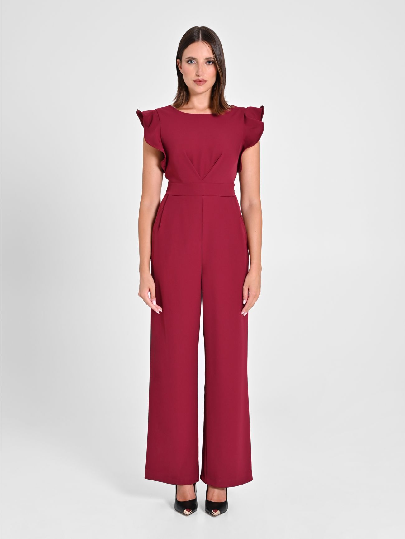 Bordeaux Jumpsuit with Cap Sleeves det_1