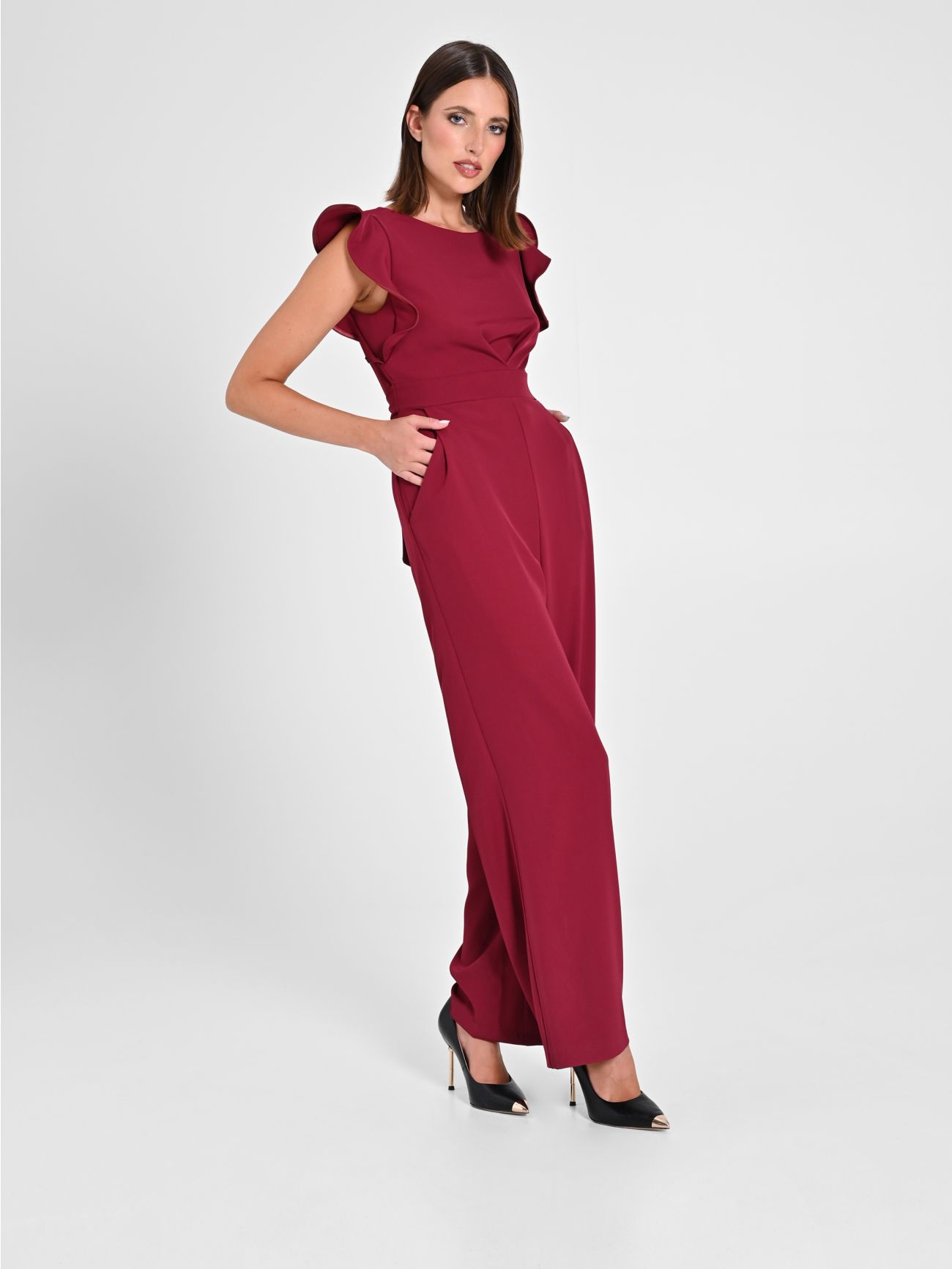 Bordeaux Jumpsuit with Cap Sleeves sp_e1