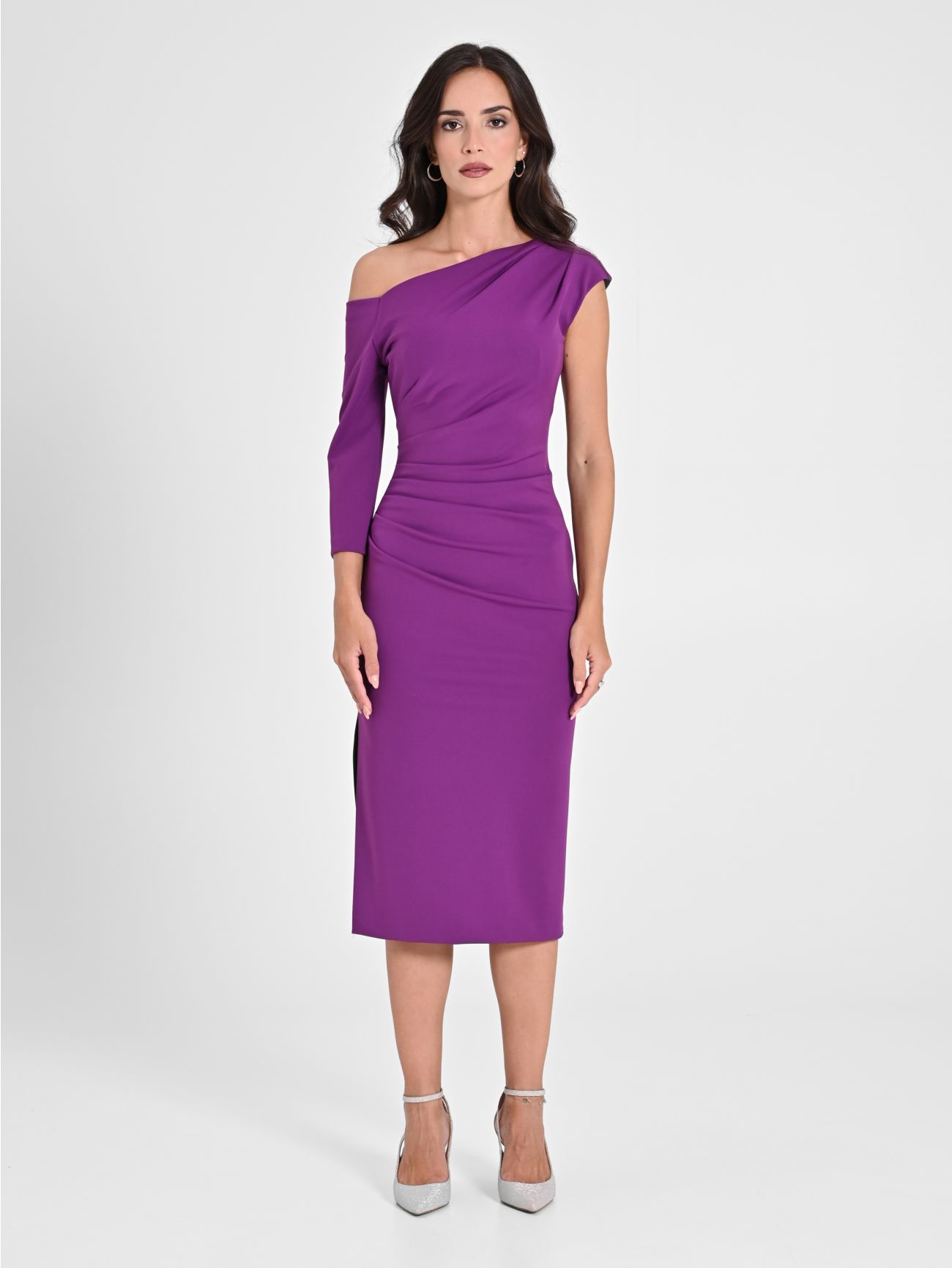 Purple One-shoulder Sheath Dress det_1