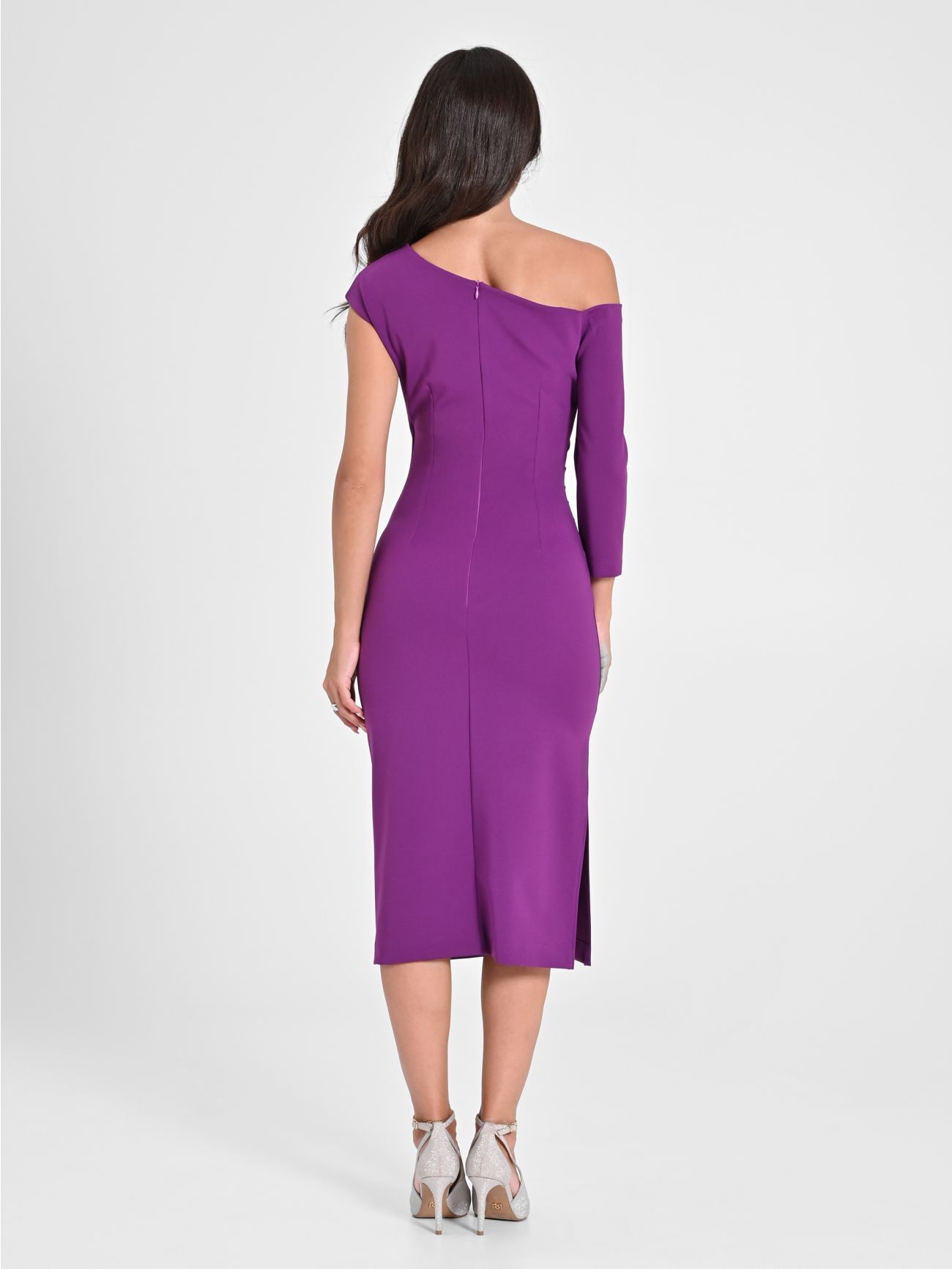 Purple One-shoulder Sheath Dress det_3