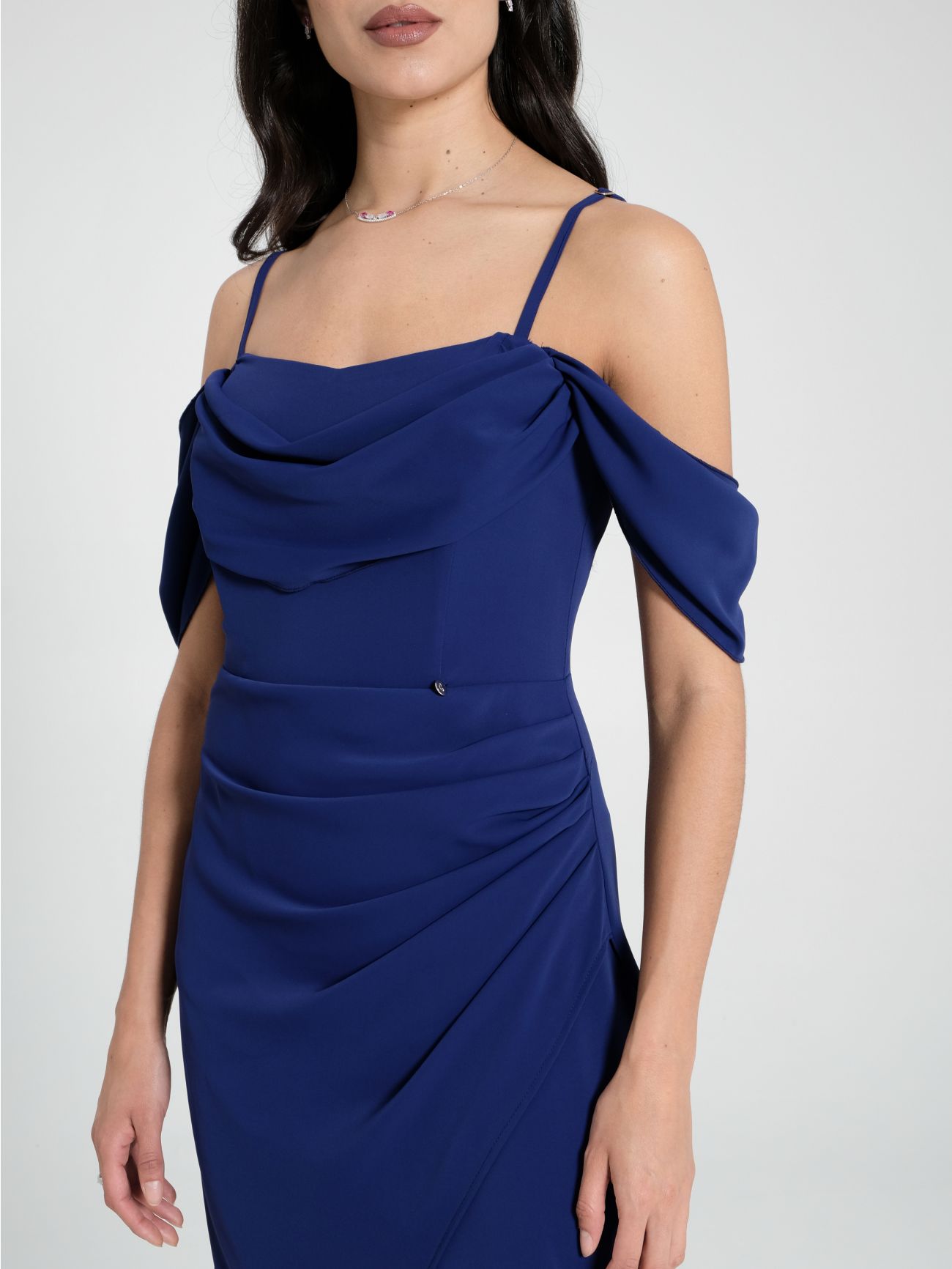 Long Blue Draped Dress in_i5