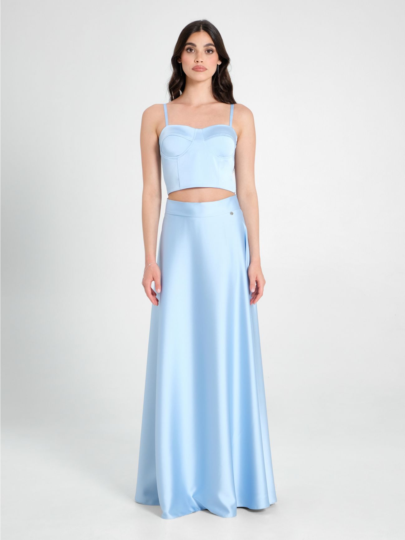 Light Blue Corset Top in Structured Satin det_1