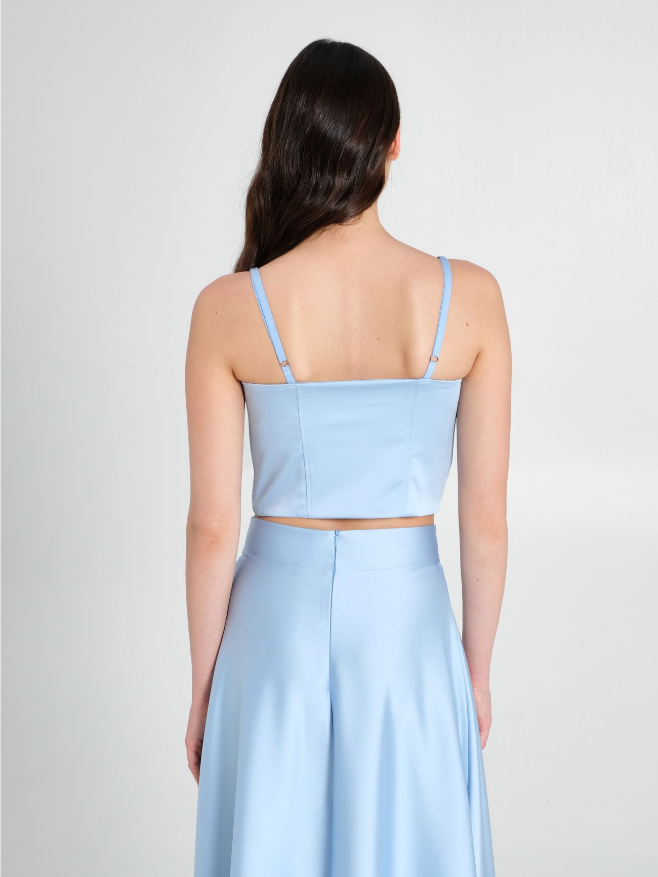 Light Blue Corset Top in Structured Satin in_i4