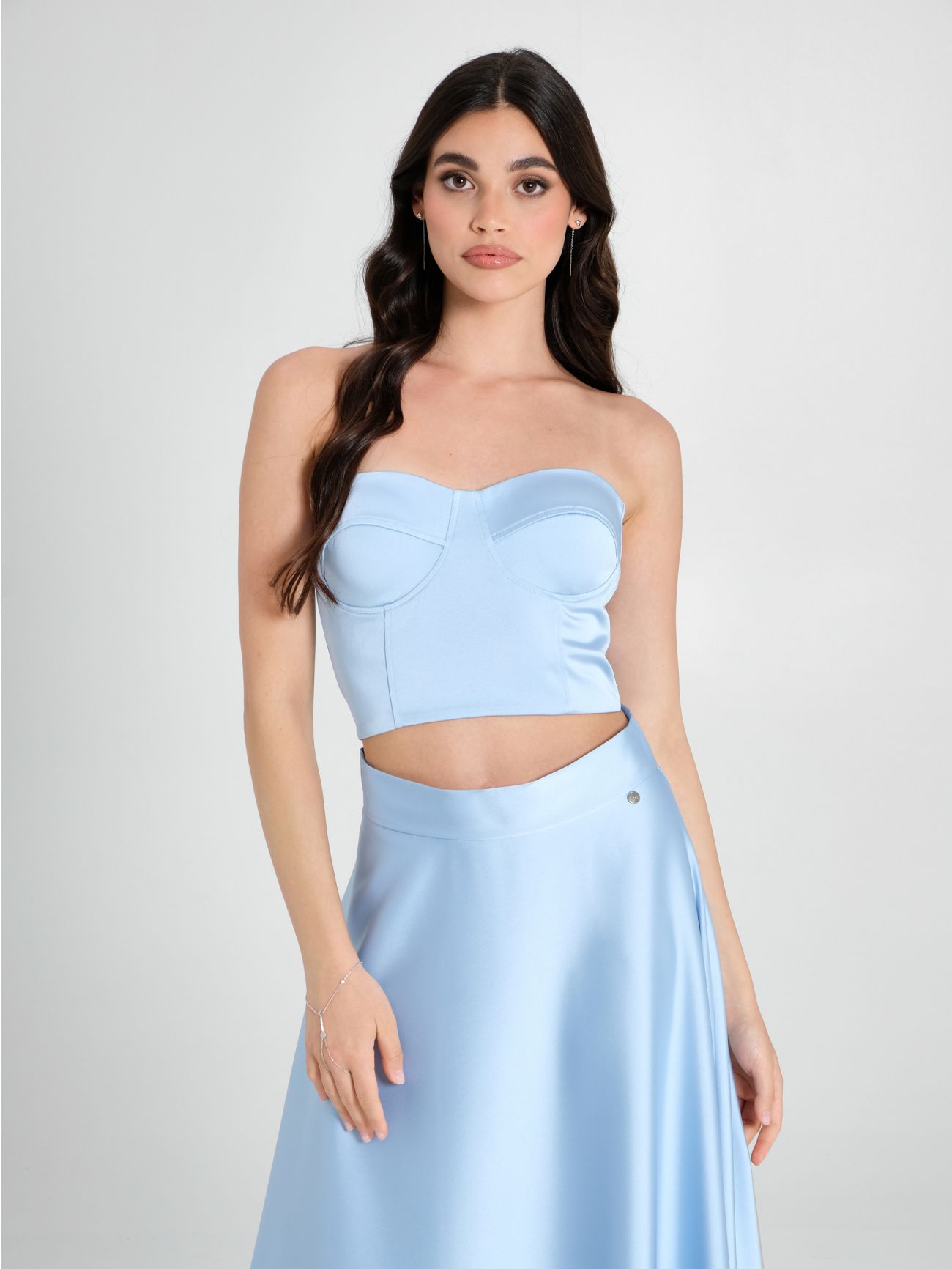 Light Blue Corset Top in Structured Satin sp_e1