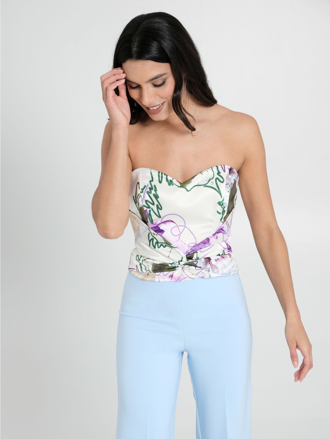 Floral-Print Bustier Top sp_e1