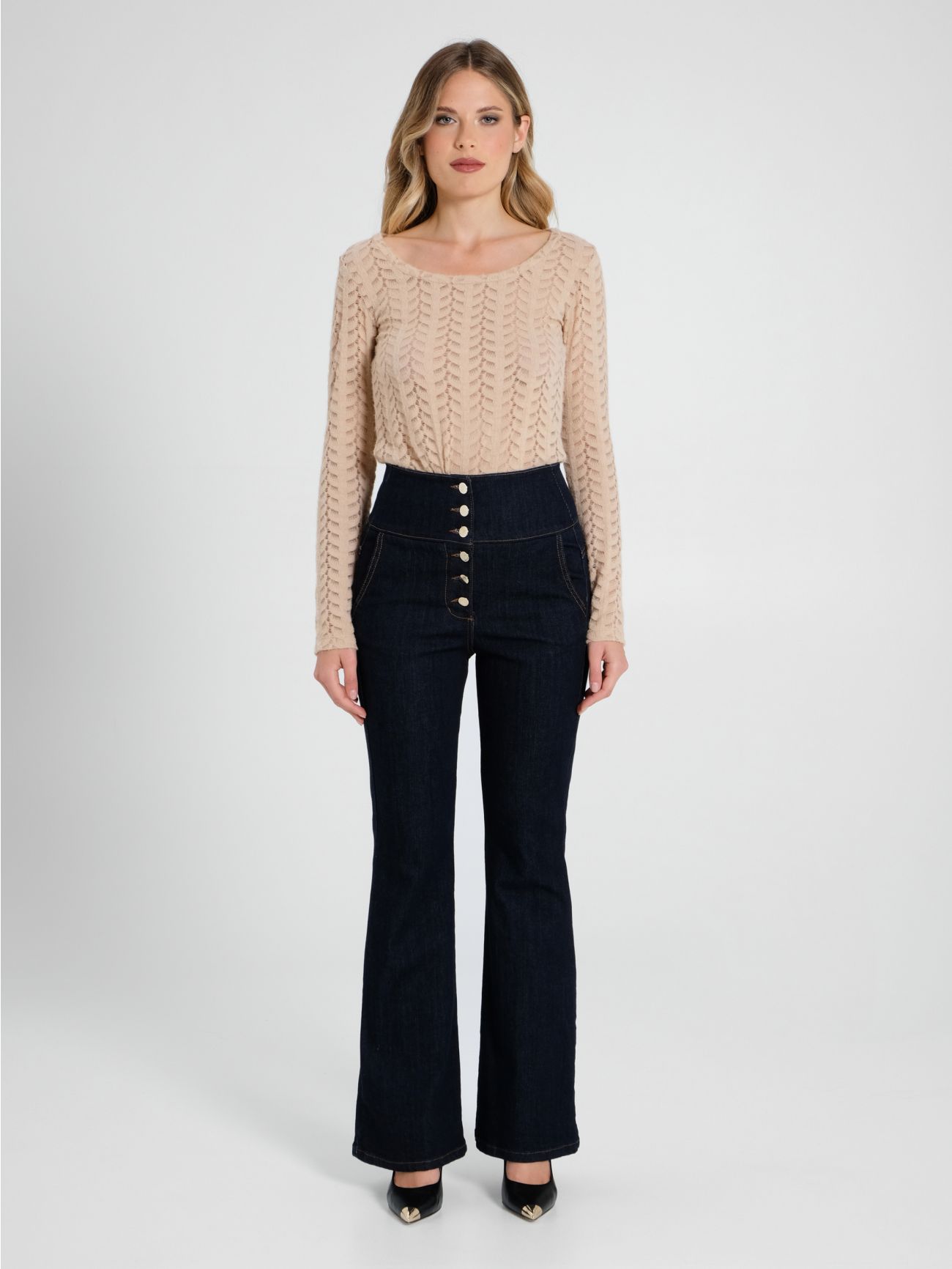 High-waisted Flared Jeans det_1