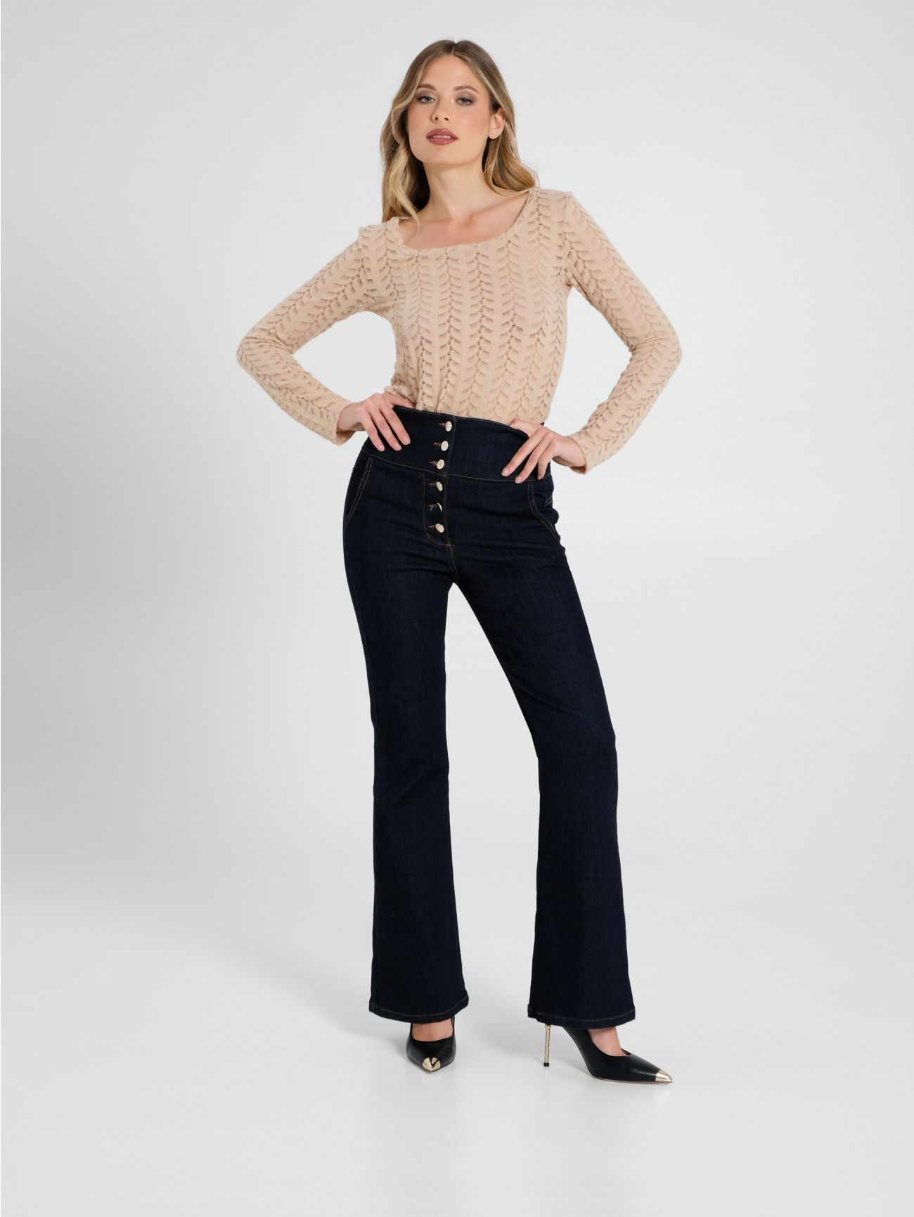 High-waisted Flared Jeans sp_e1