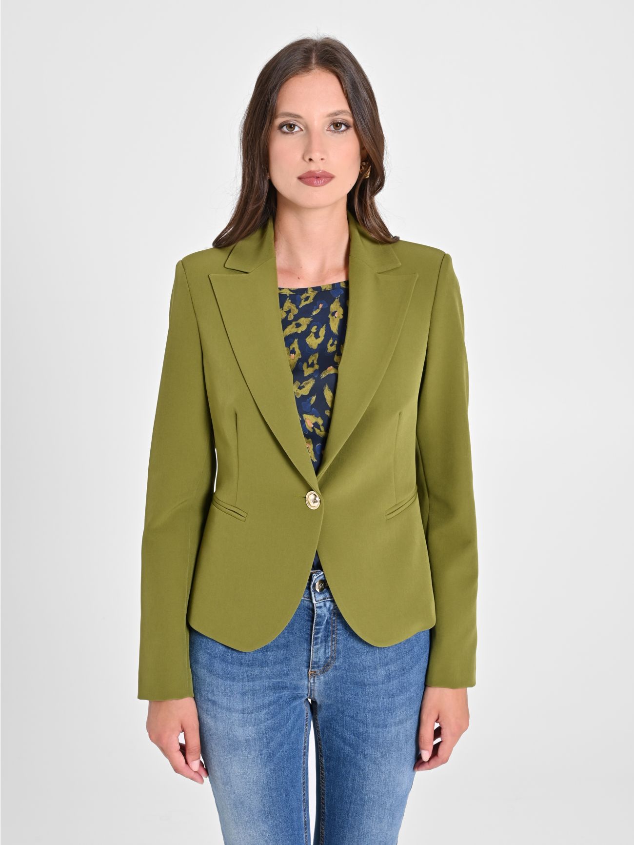 Single-Button Jacket in Moss Green Technical Fabric det_2