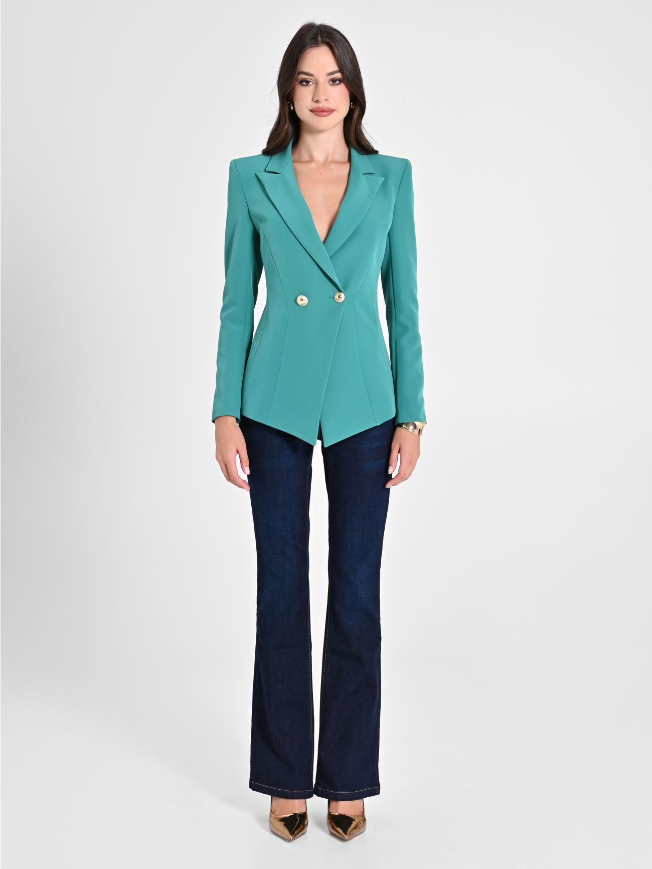 Jade Green Double-Breasted Jacket det_1