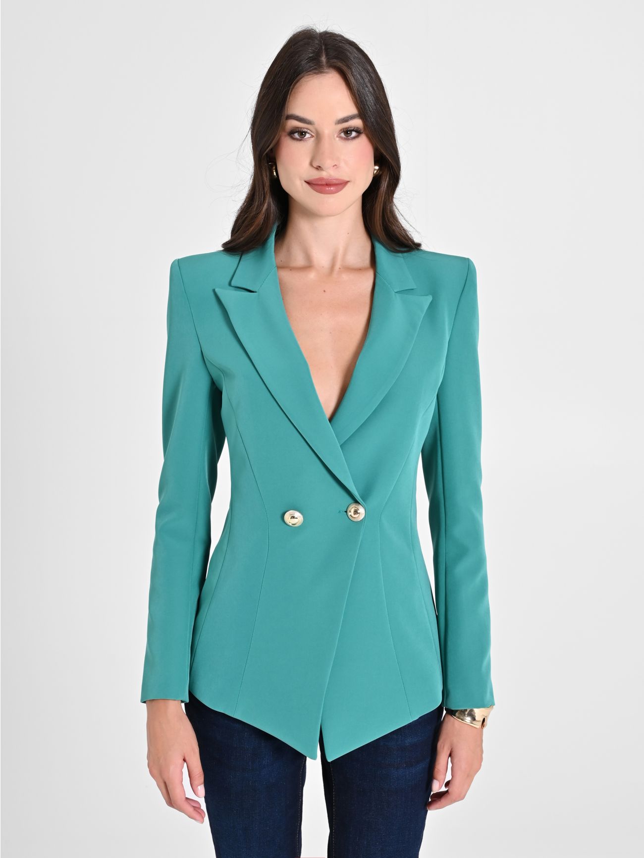 Jade Green Double-Breasted Jacket det_2