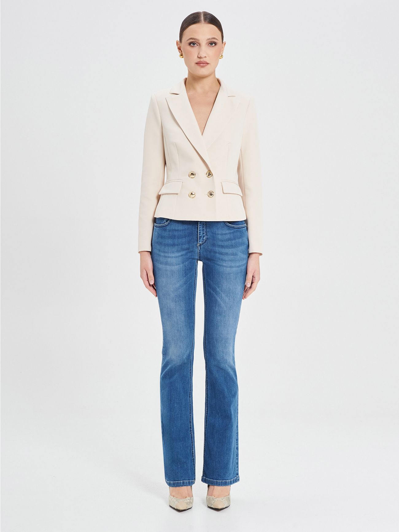 Beige Double-Breasted Jacket det_1