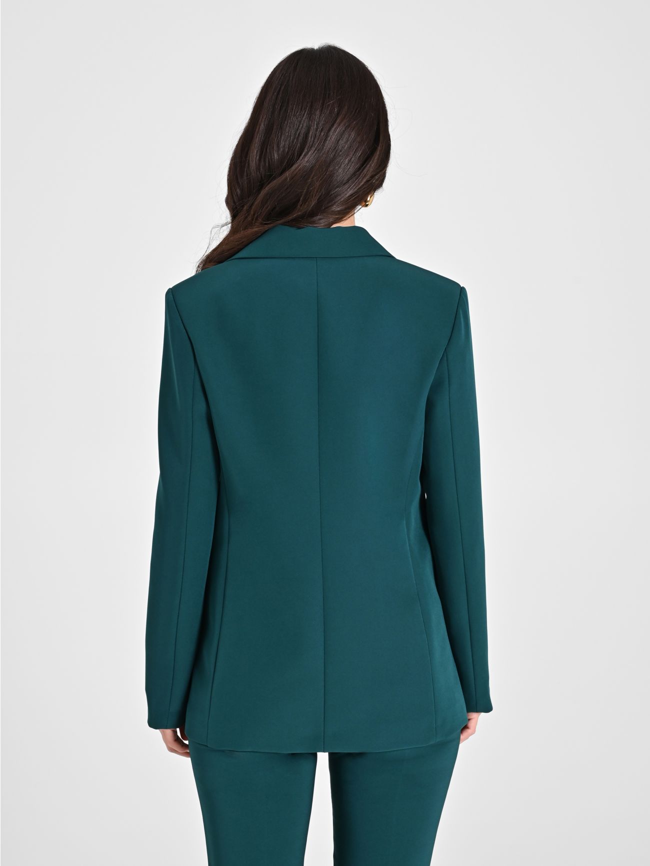 Double-breasted Jacket in Malachite Green Technical Fabric in_i4