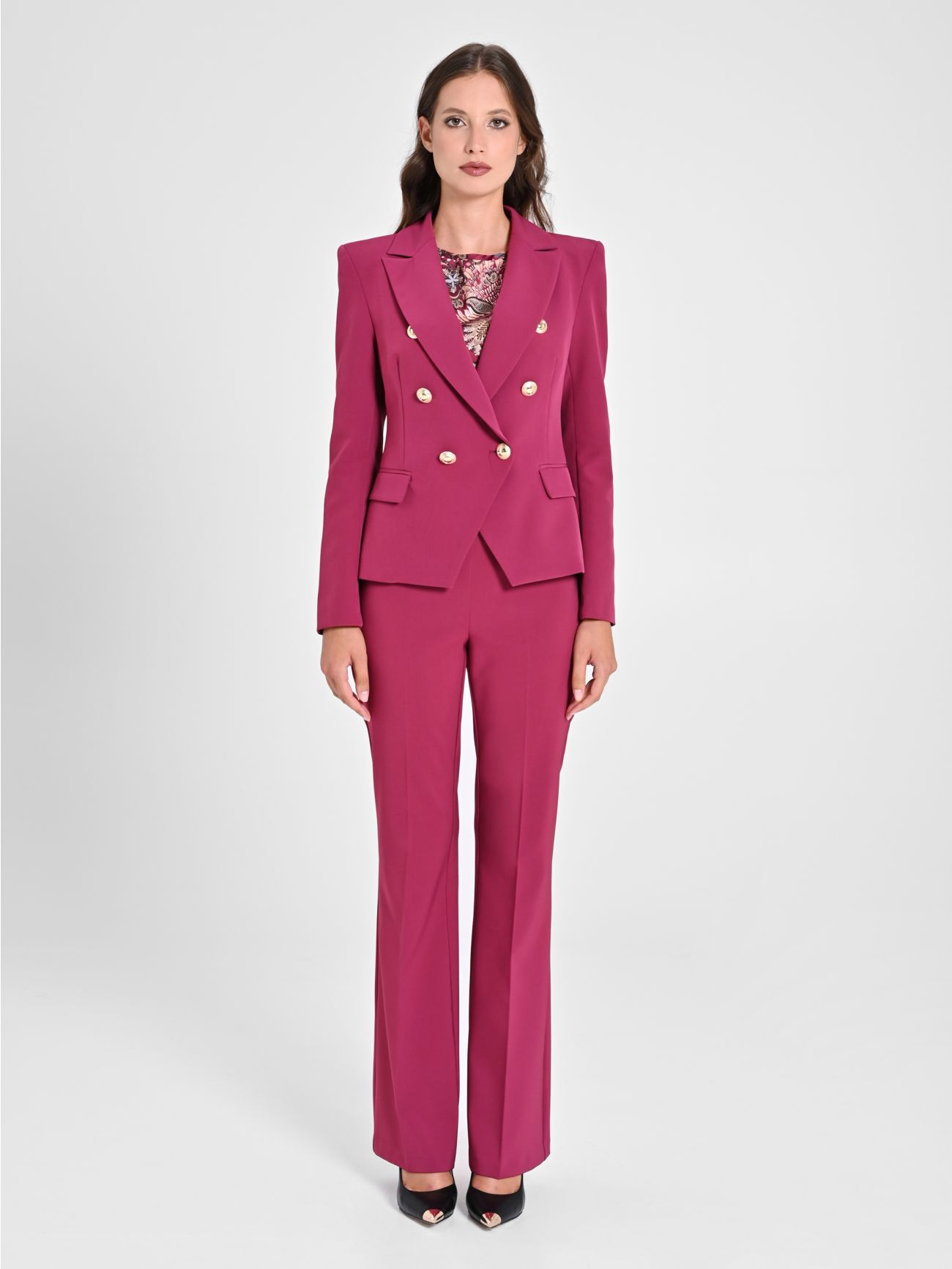 Double-Breasted Jacket in Burgundy Technical Fabric det_1