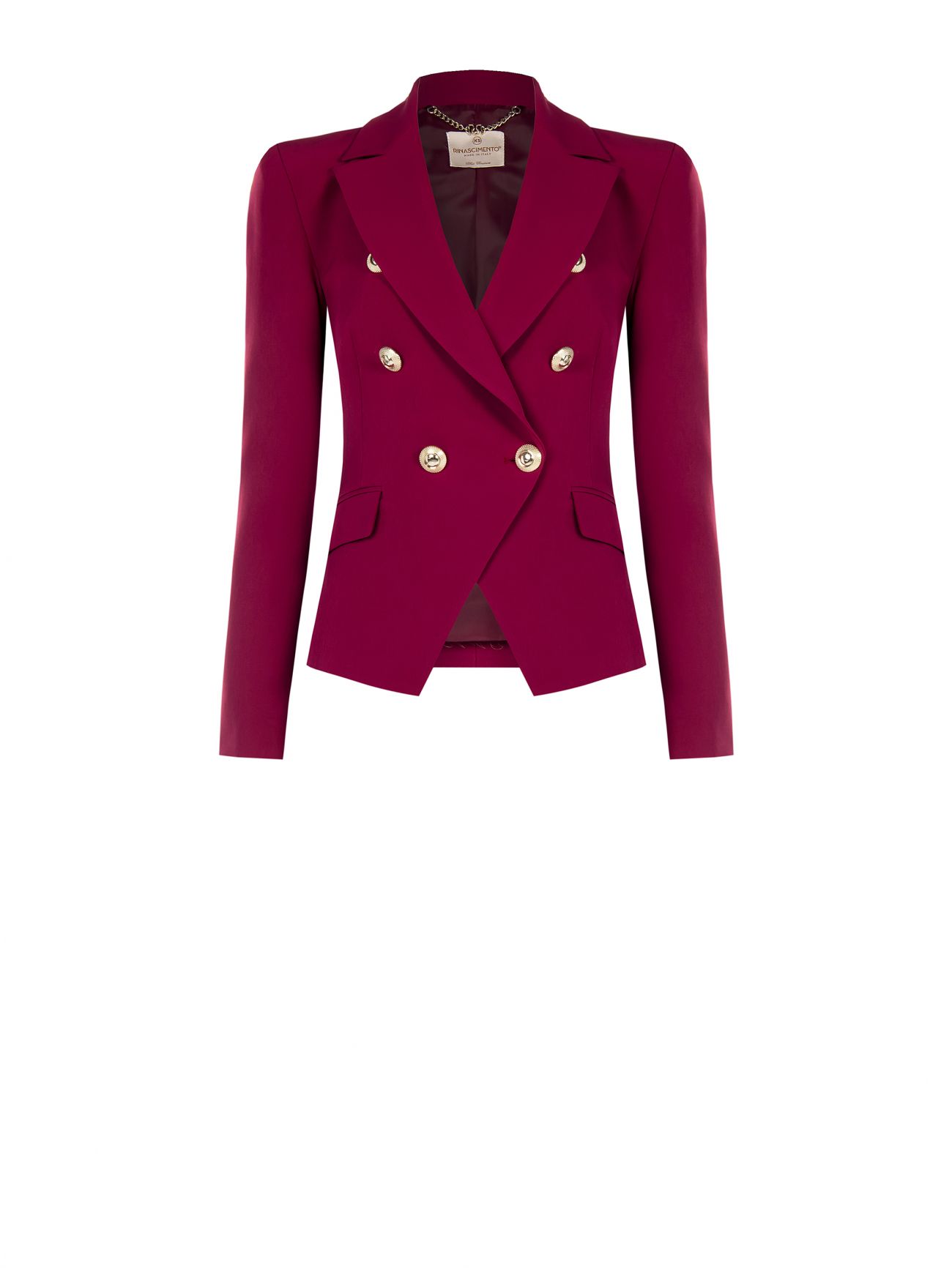 Double-Breasted Jacket in Burgundy Technical Fabric det_4