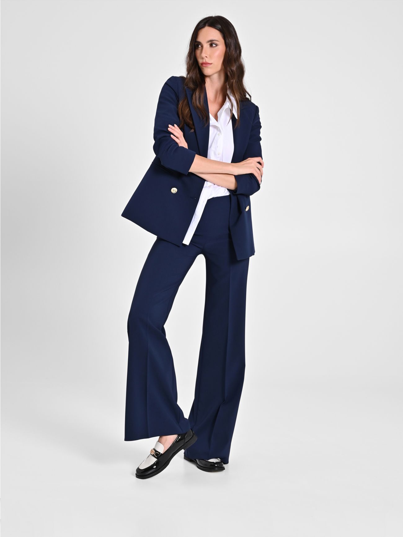 Palazzo Trousers in Blue Technical Fabric sp_e1