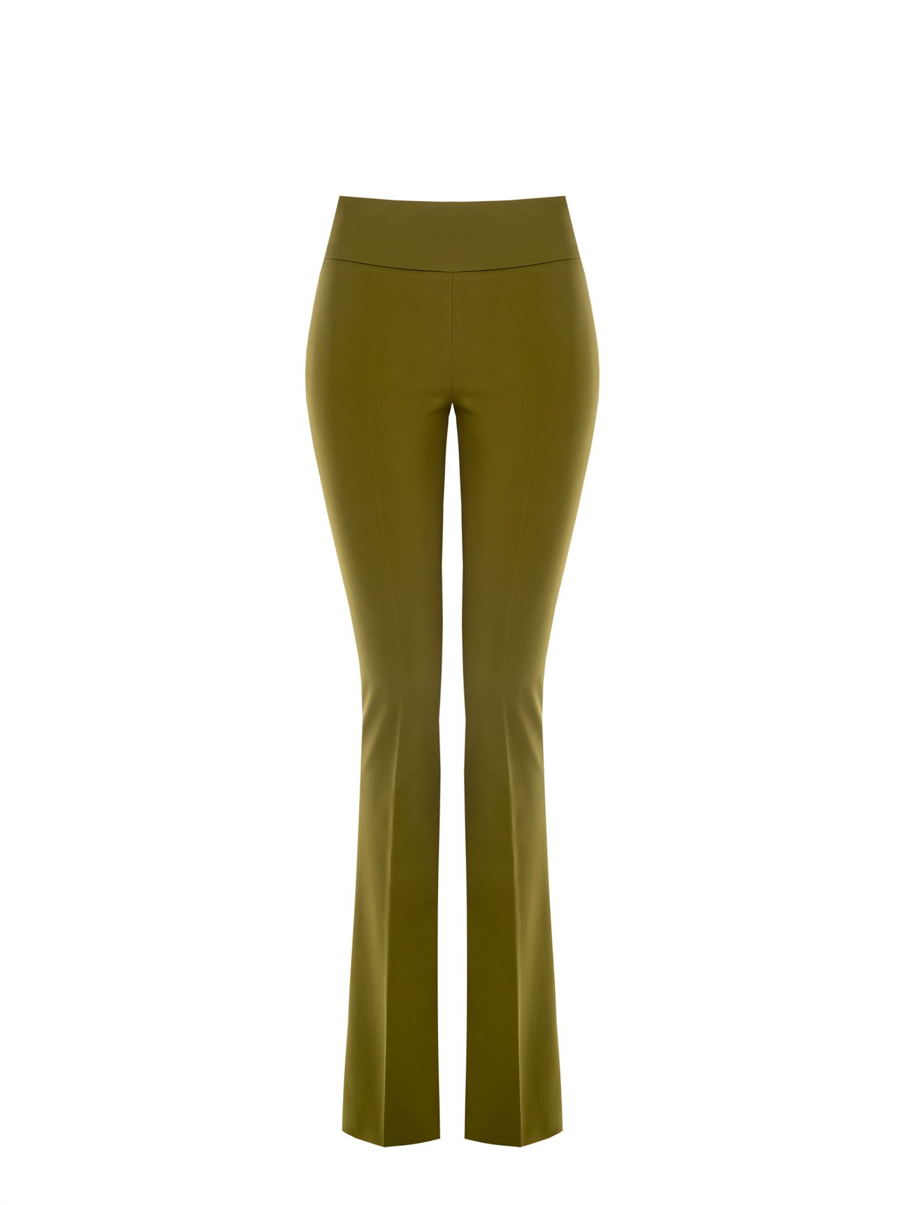 Pantalon évasé en tissu technique vert mousse det_4