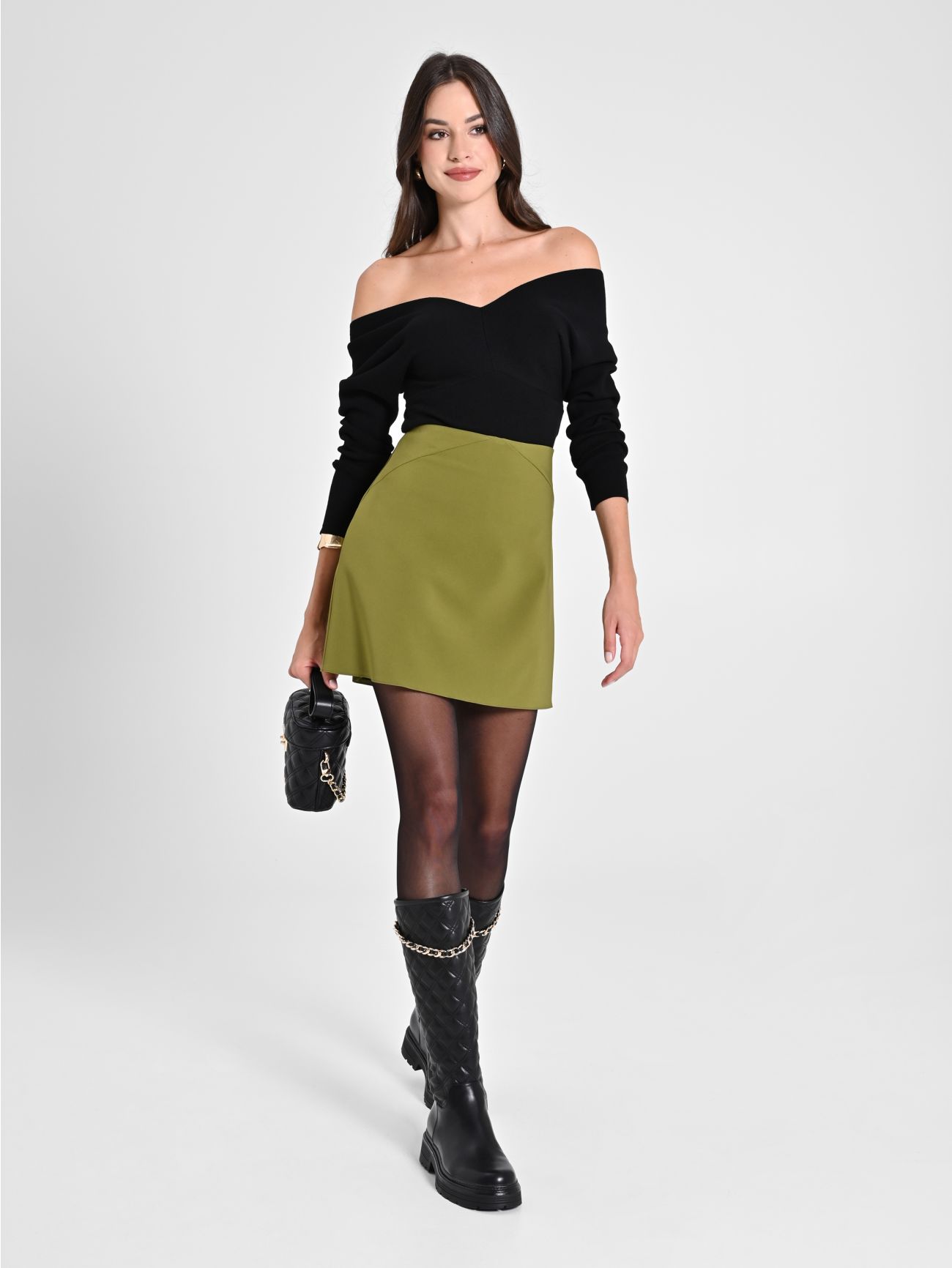 A-line Mini Skirt in Technical Fabric in_i7