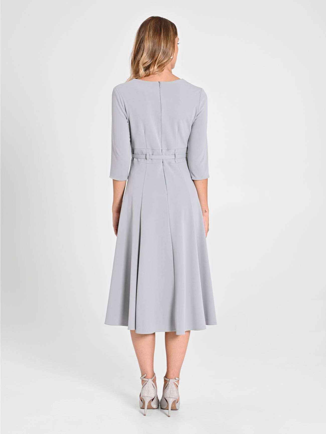 Grey Dress with Covered Belt det_3