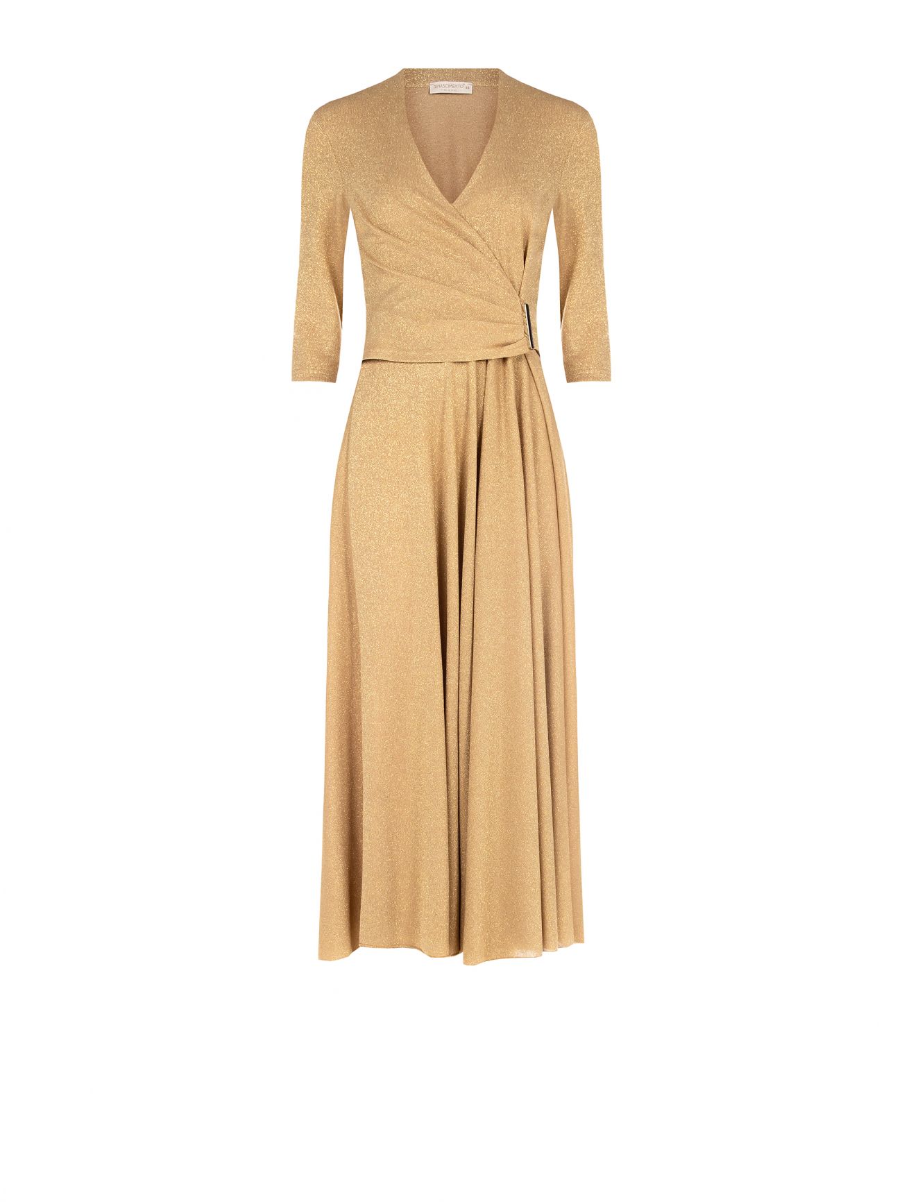 Robe longue en fil de lurex doré det_4