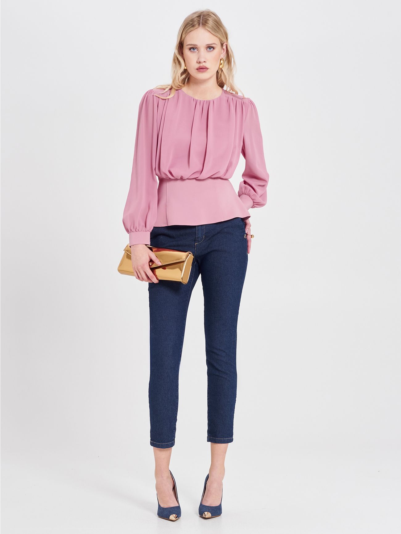 Antique Pink Georgette Blouse in_i7