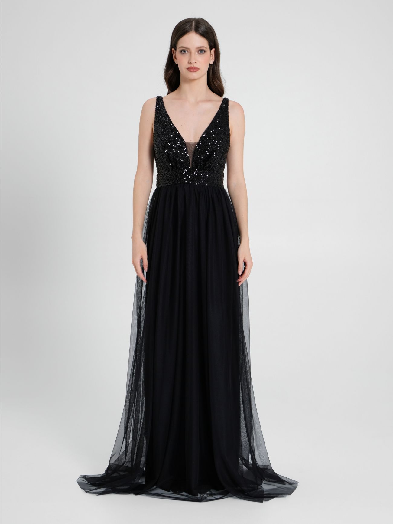 Long Dress with Sequins and Tulle det_1