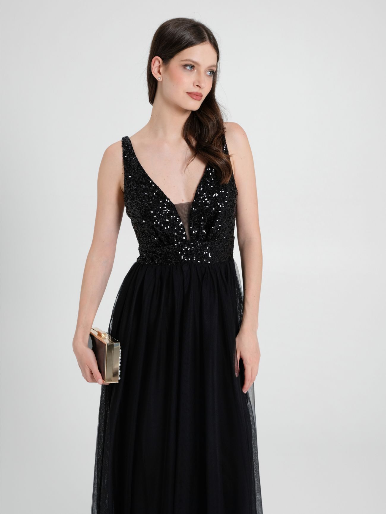 Long Dress with Sequins and Tulle in_i7