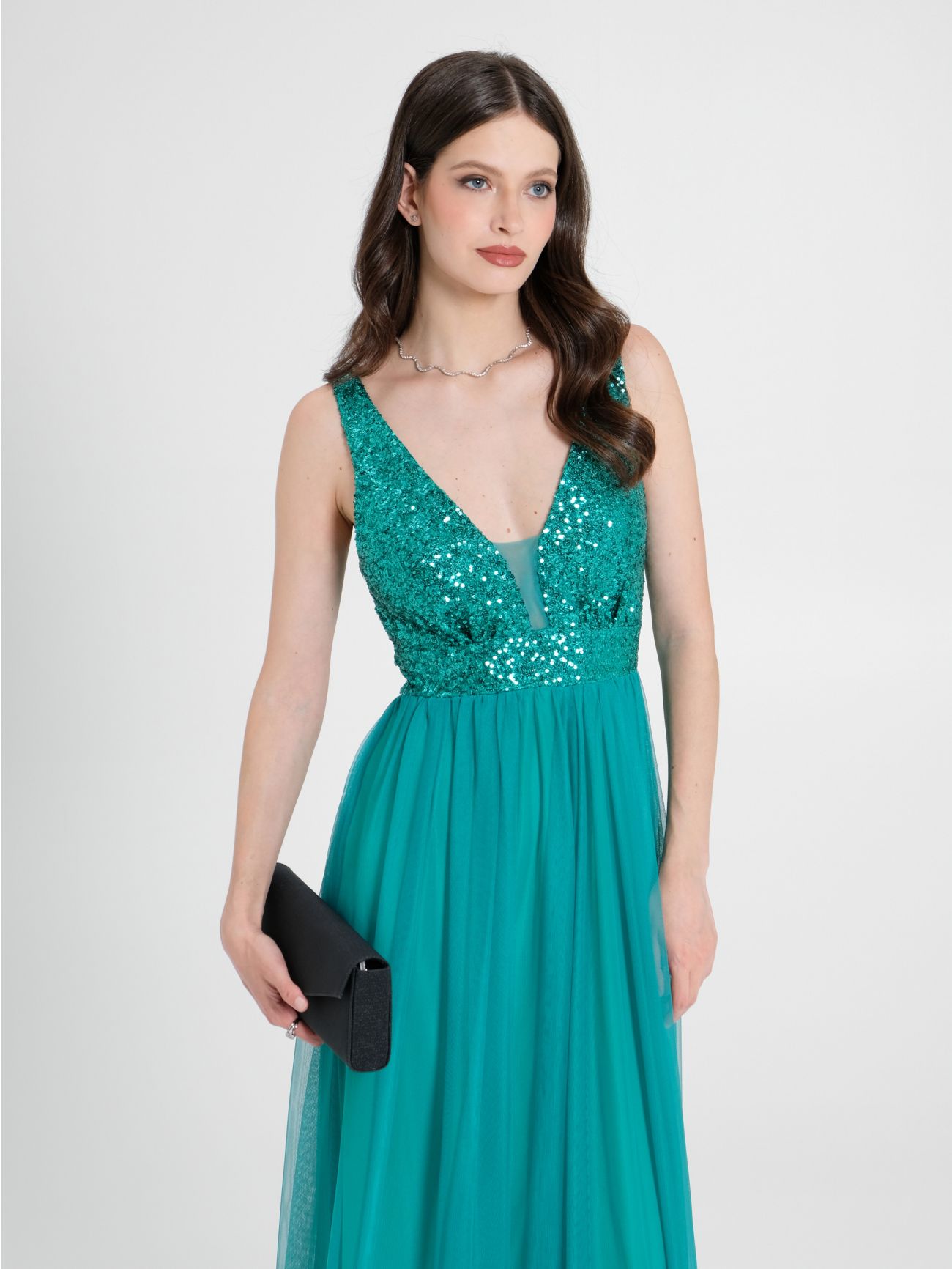 Long Dress with Sequins and Tulle in_i7