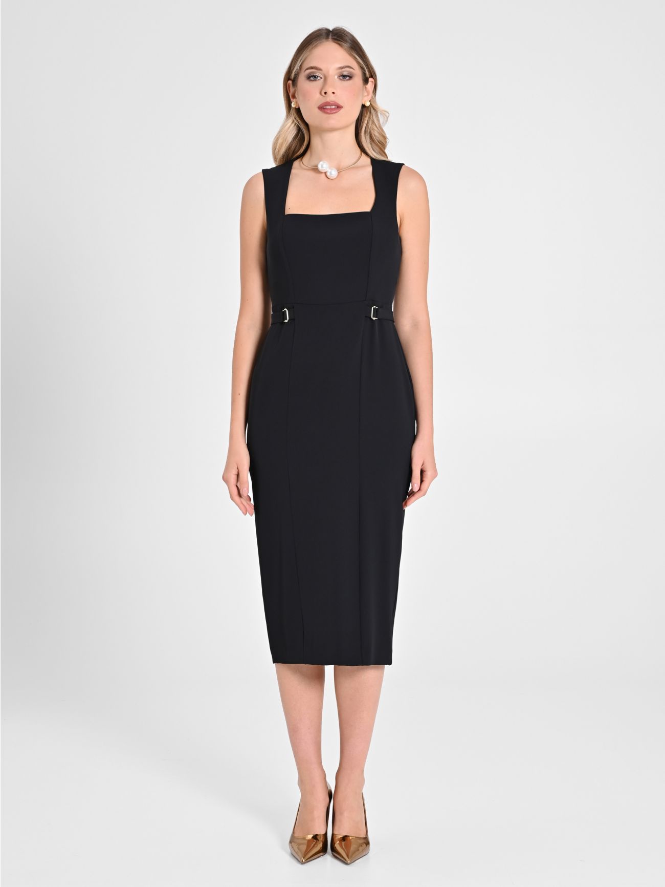Sheath Dress with Buckles det_1