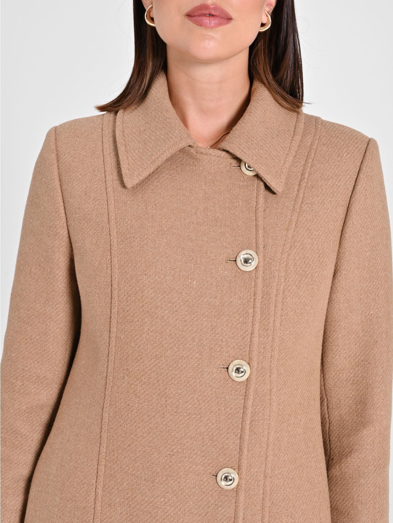 Camel Jumper with Gold Buttons in_i5