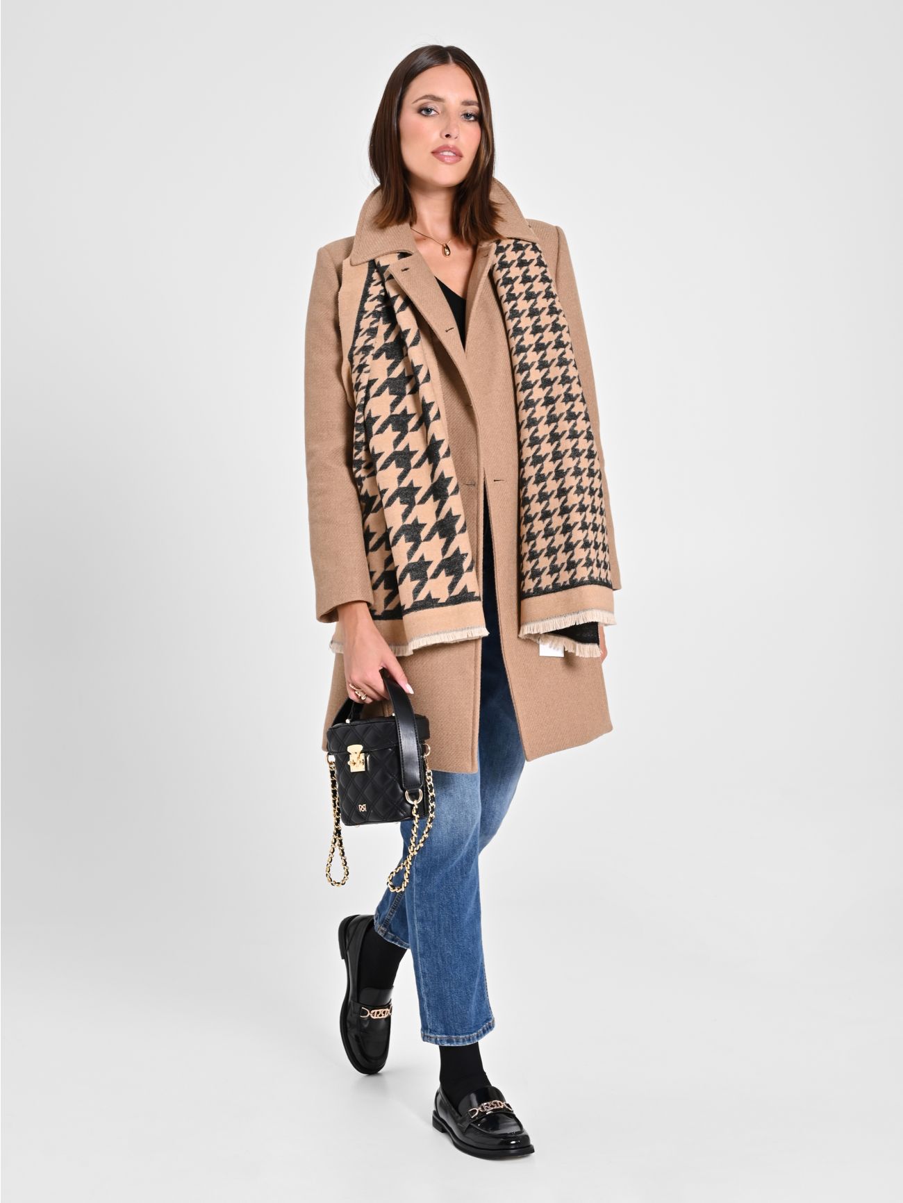 Camel Jumper with Gold Buttons in_i7