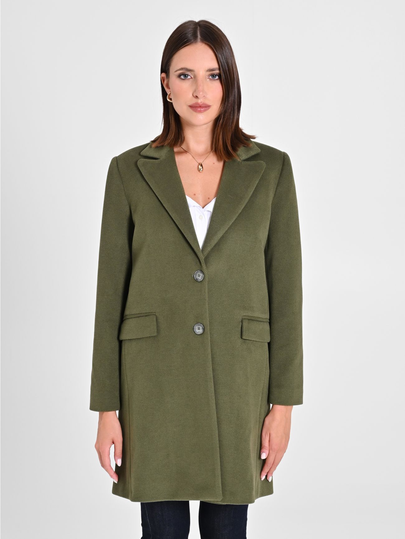 Military Green Medium-Length Coat det_2