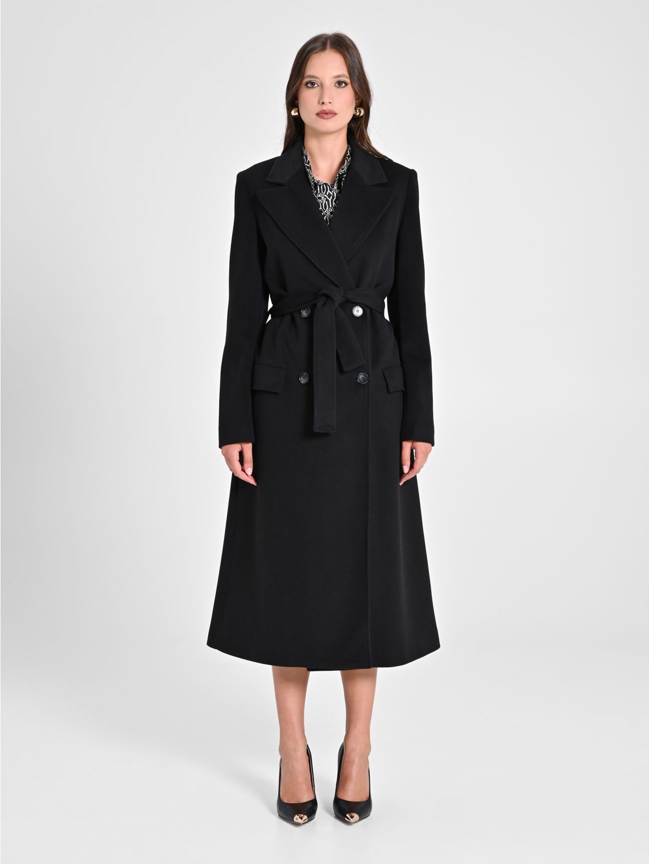 Maxi Black Coat with Belt det_1