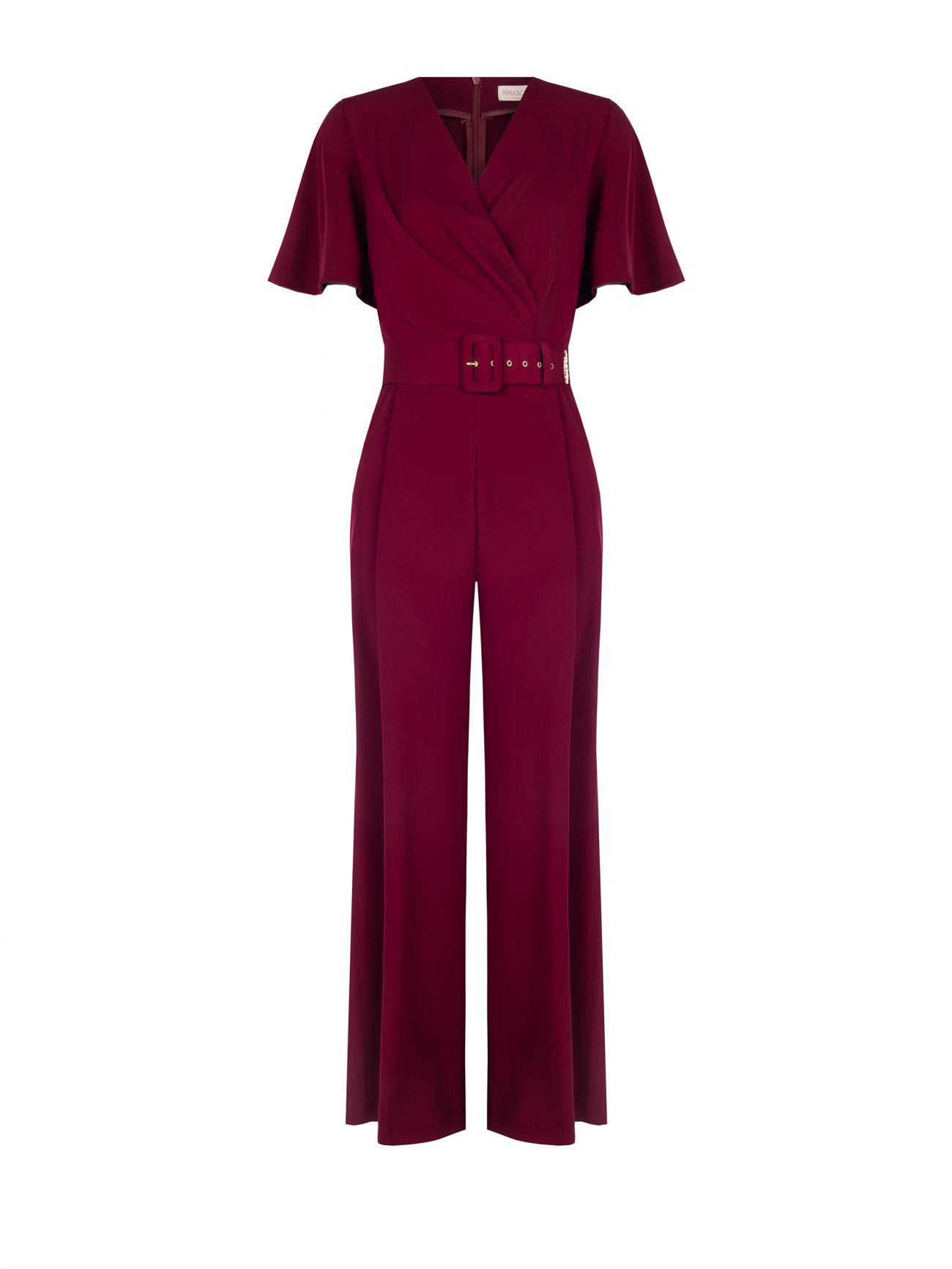 Burgundy Jumpsuit with Cap Sleeves det_4